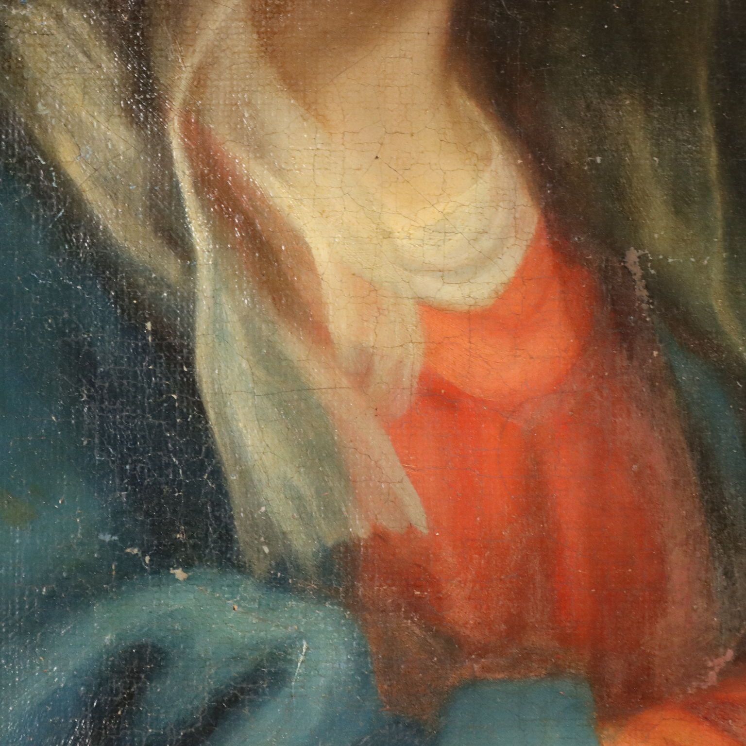 Antique Painting Virgin Mary Oil On Canvas Italy XVIII Century photo 870.0