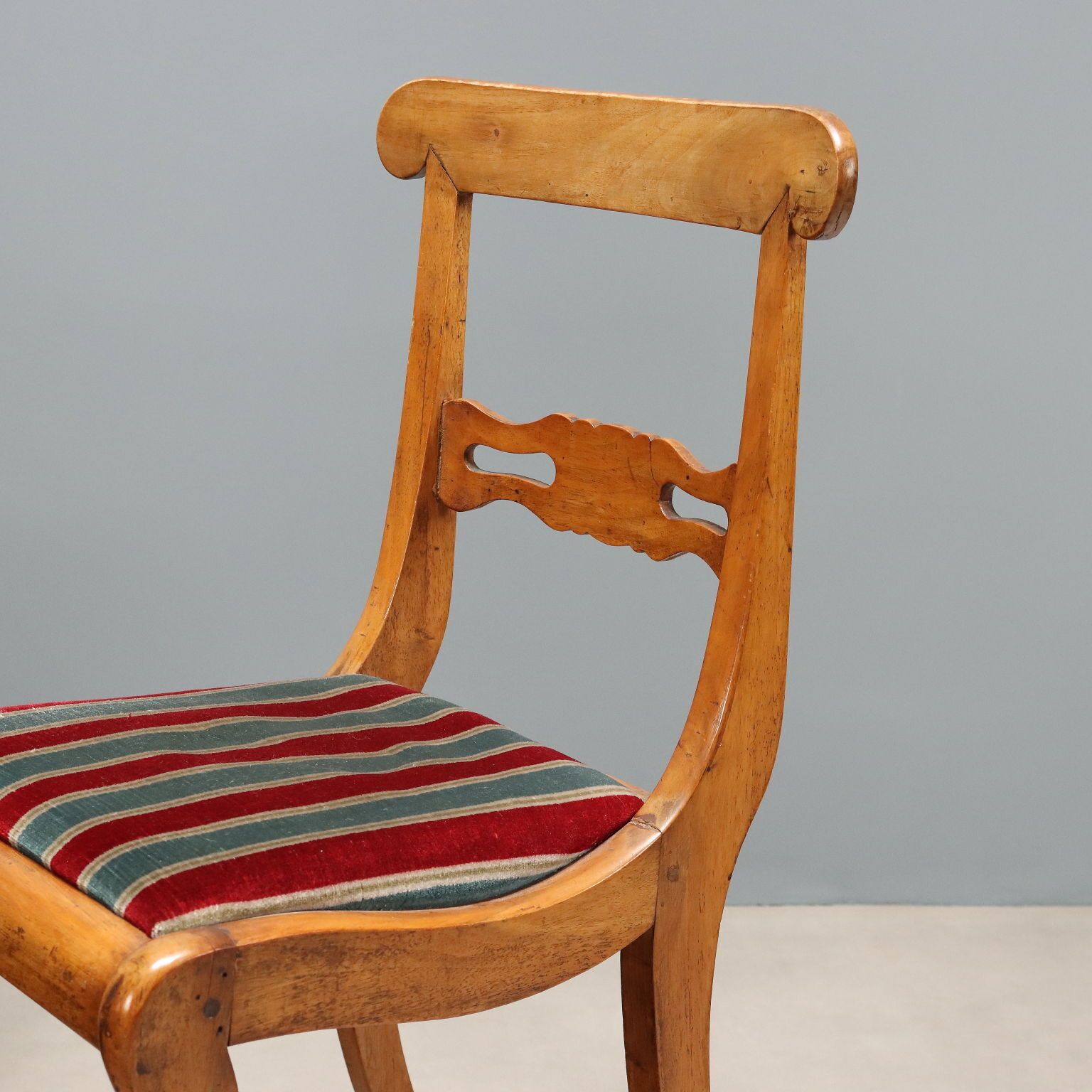 Antique Chairs Walnut Fabric Padding Italy Mid XIX Century photo Furniture