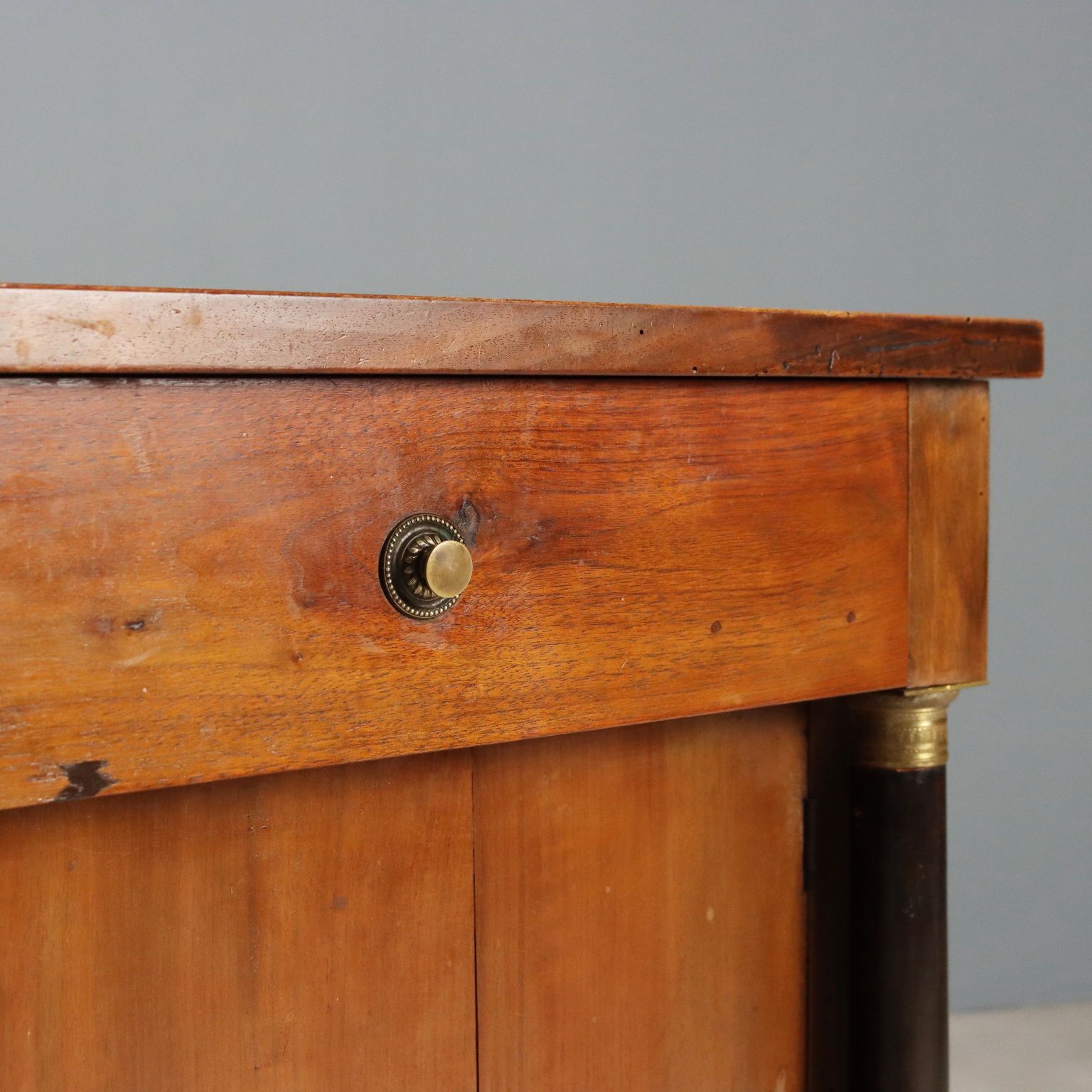 Antique Empire Bedside Table Walnut Bronze Italy XIX Century photo Furniture