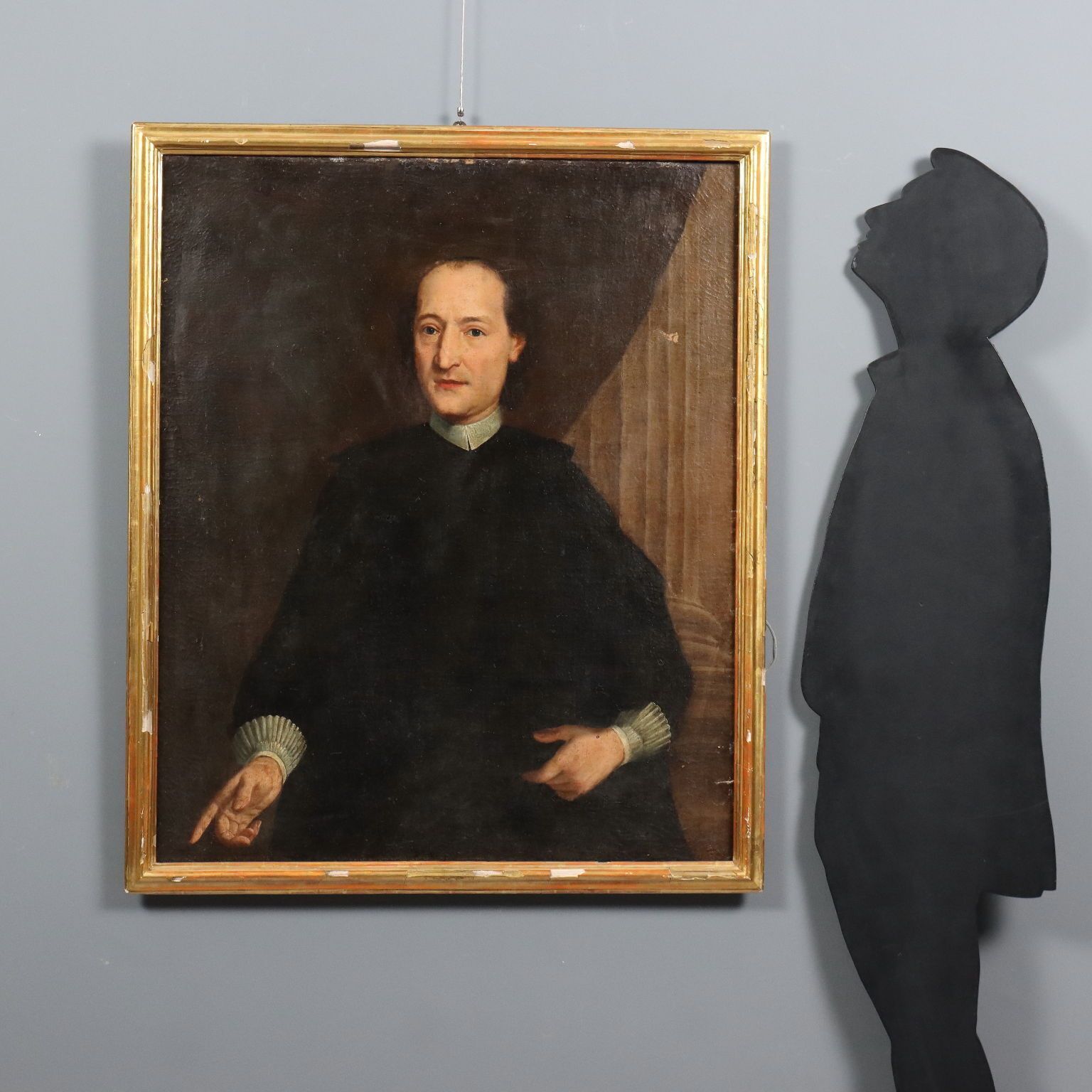 Antique Painting Portrait Of A Clergy Man Oil On Canvas XVIII Century photo furniture