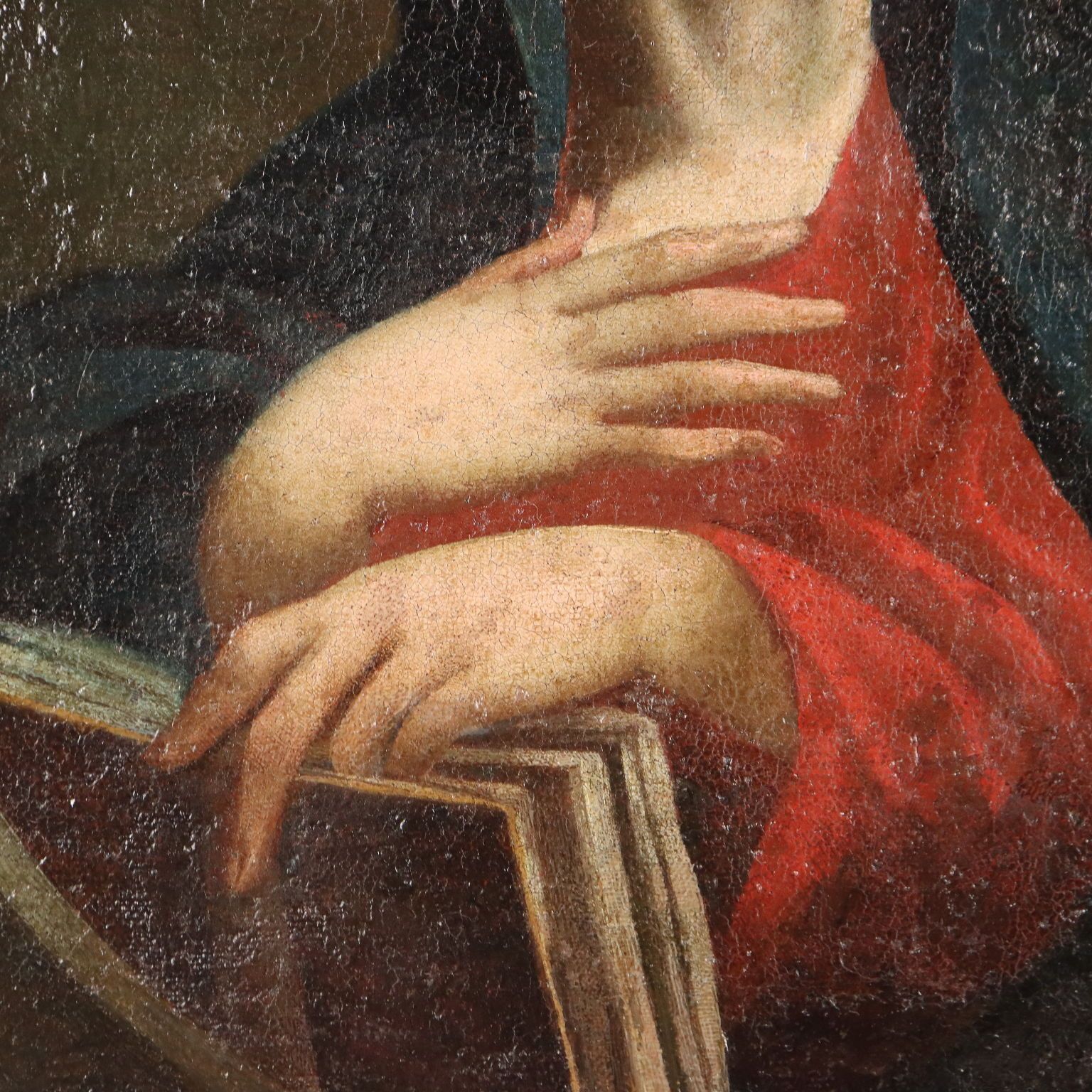 Antique Painting The Virgin Mary Oil On Canvas Italy XVII Century photo 990.0