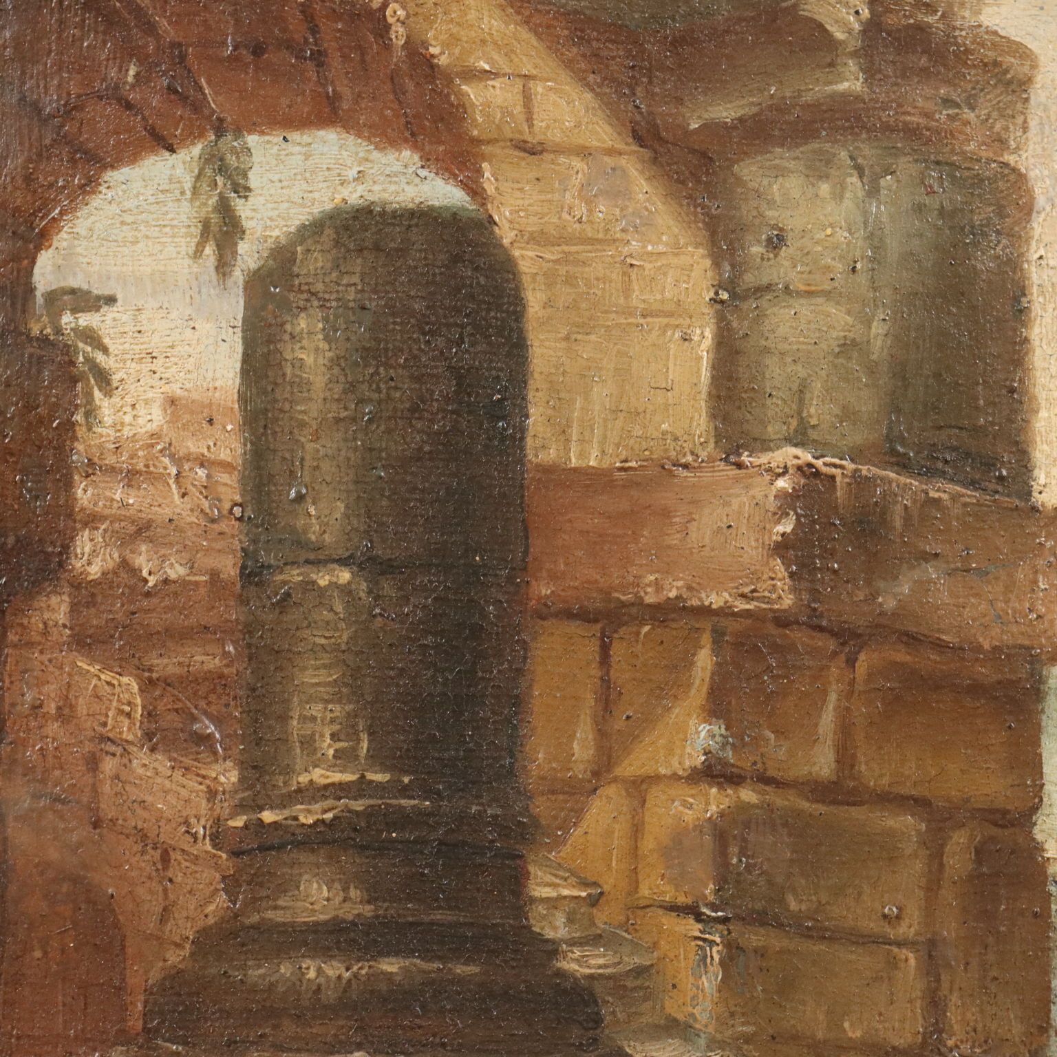 Antiek schilderij, architectonische folly, olieverf op doek, 18e eeuw photo Kunst