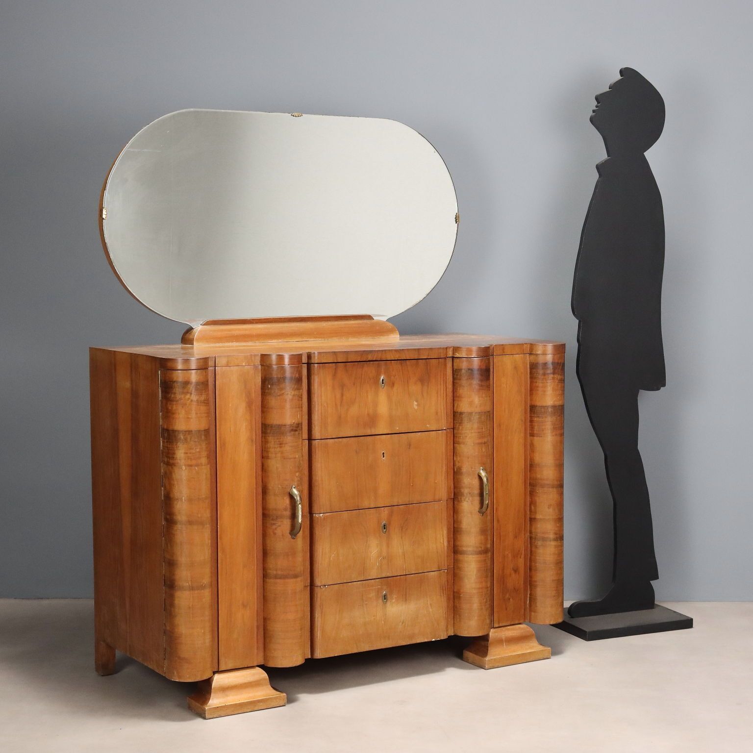 Chest Of Drawers Art Deco Walnut Veneer Glass 1920s 1930s photo for sale
