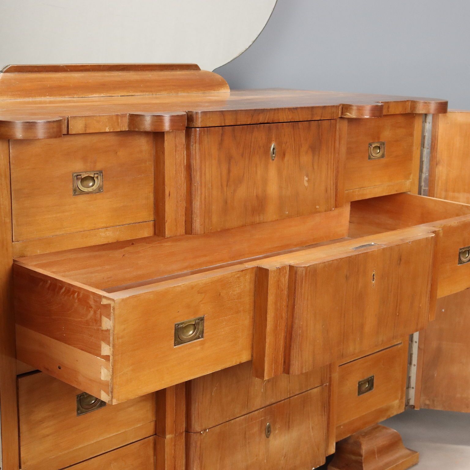 Chest Of Drawers Art Deco Walnut Veneer Glass 1920s 1930s photo vinterior
