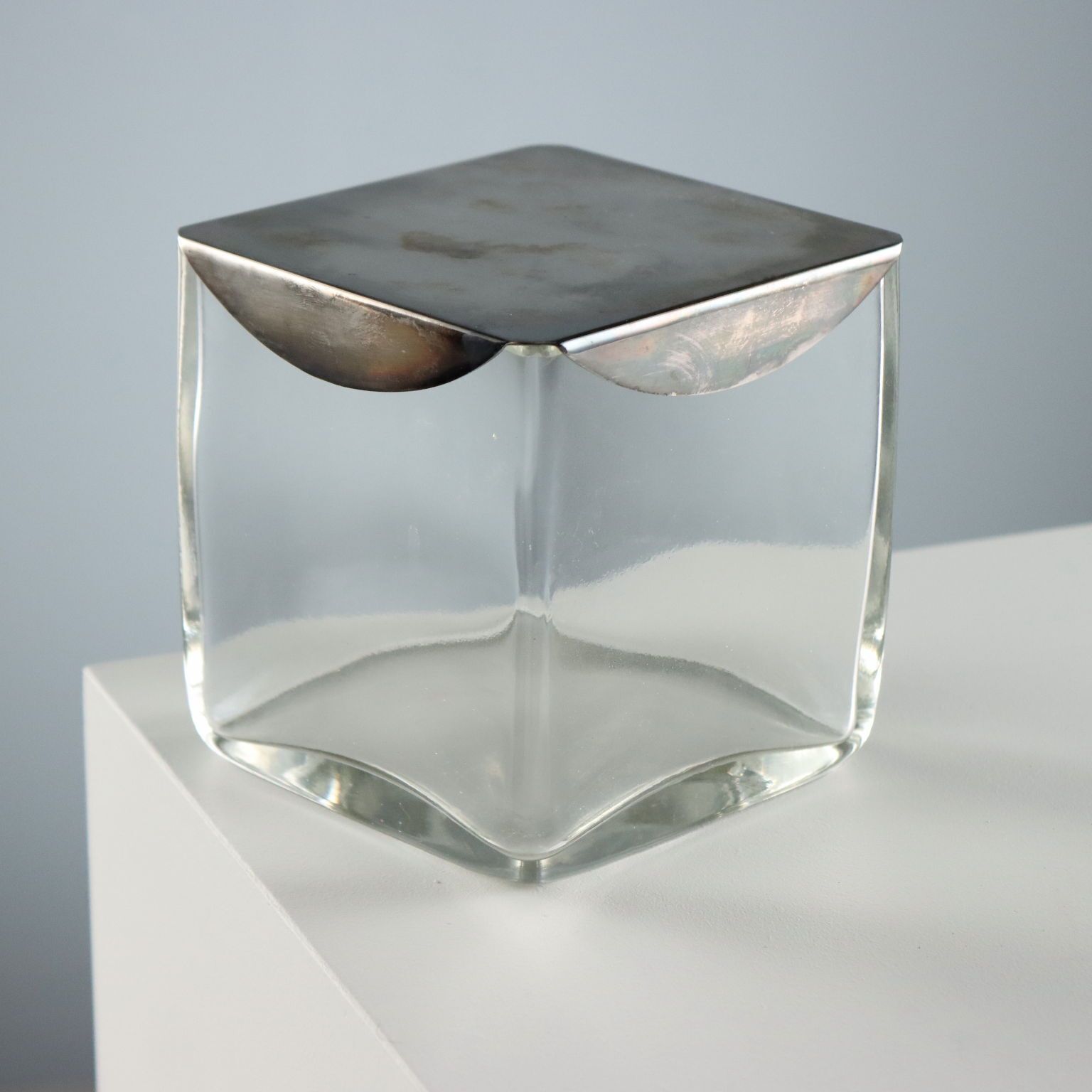 Vintage Casket Glass Metal Lino Sabattini Italy 1960s photo for sale