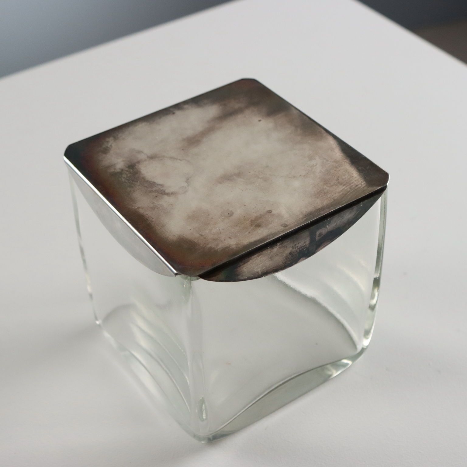 Vintage Casket Glass Metal Lino Sabattini Italy 1960s photo vinterior
