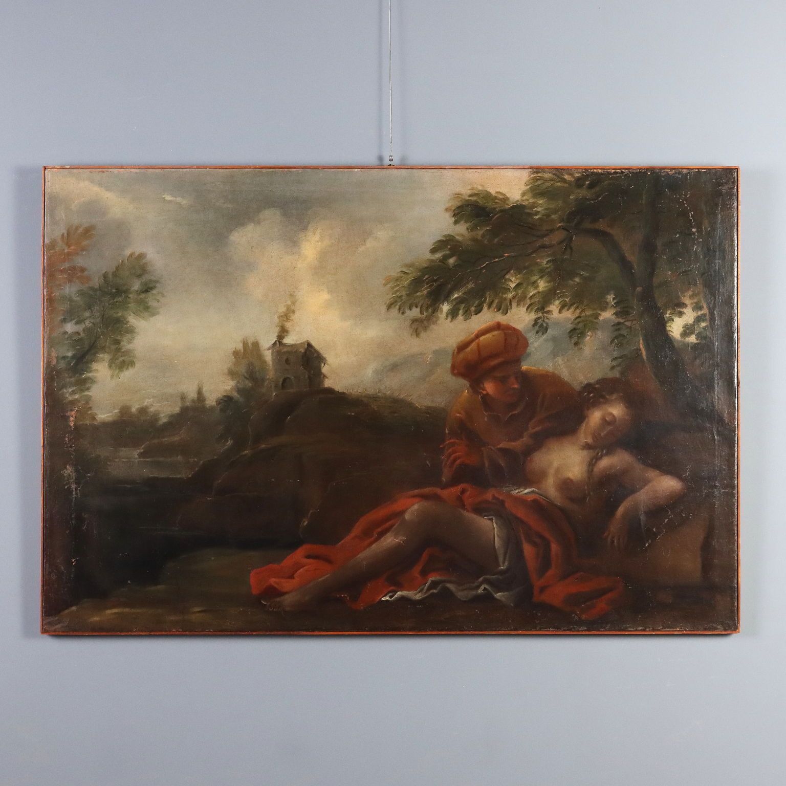 Antiek schilderij mythologisch onderwerp olieverf op doek 19e eeuw