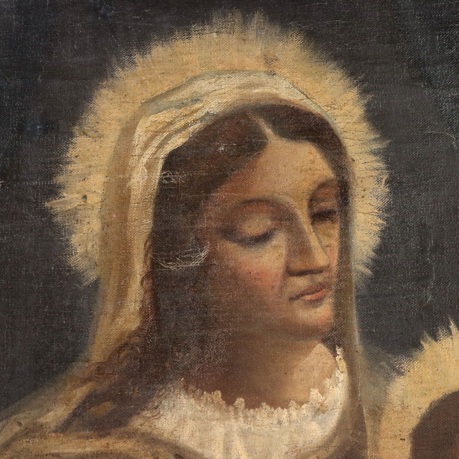 Tableau d'époque Vierge à l'Enfant, huile sur toile, XIXe siècle photo Art