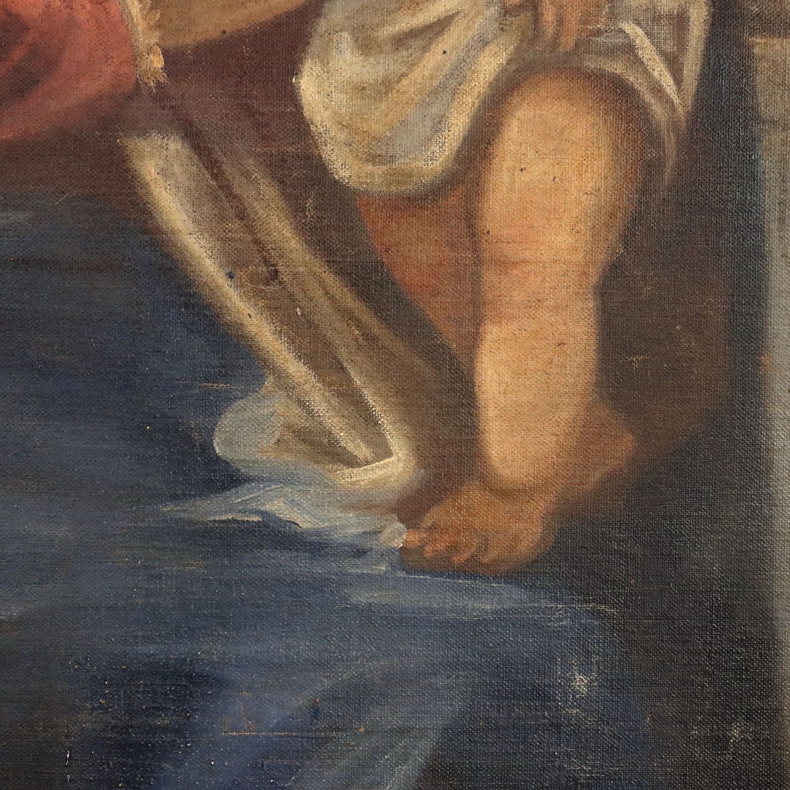 Antiek schilderij Madonna met kind, olieverf op doek, 19e eeuw photo vinterior