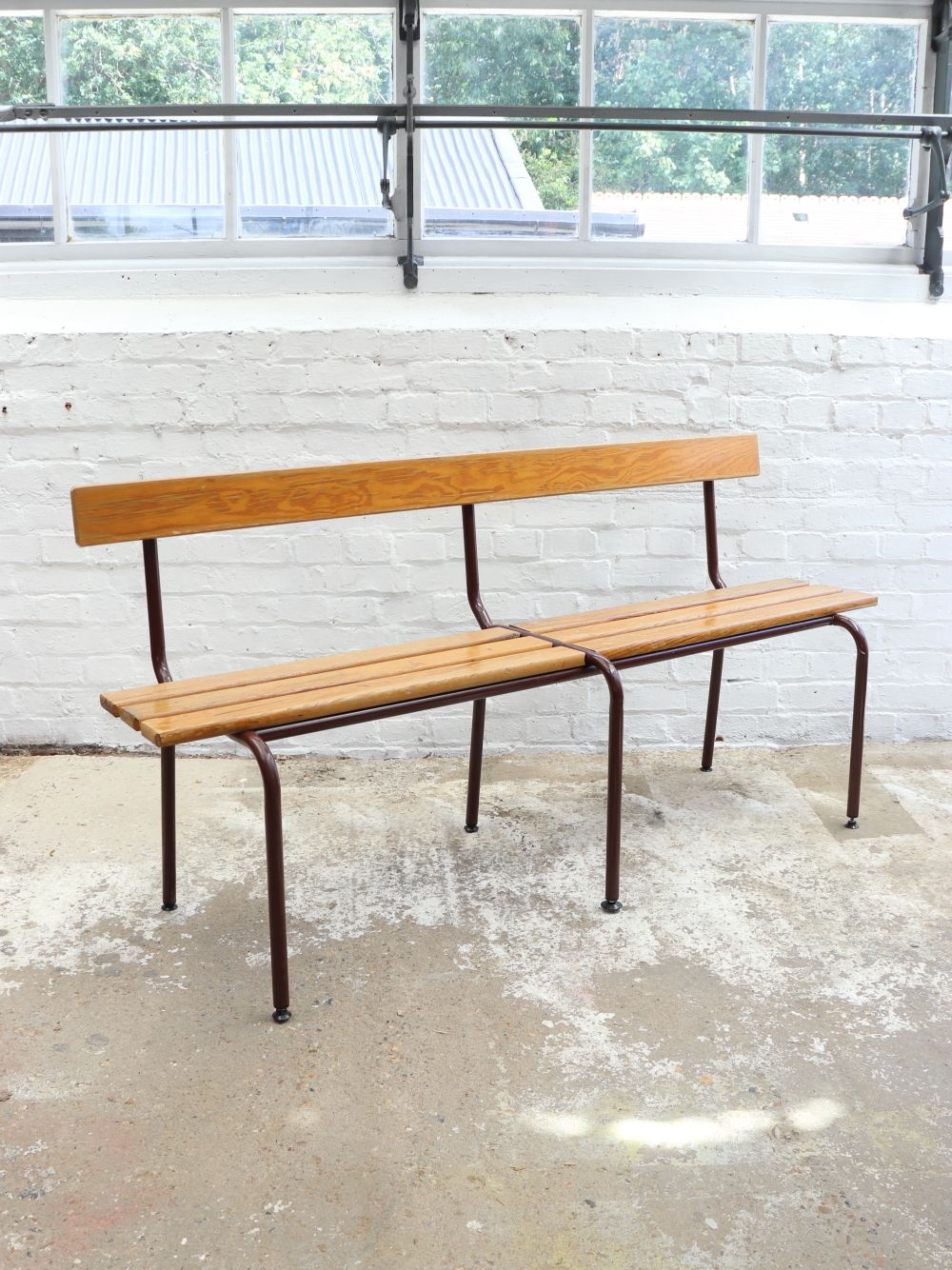 photo furniture Vintage French Mullca School Bench