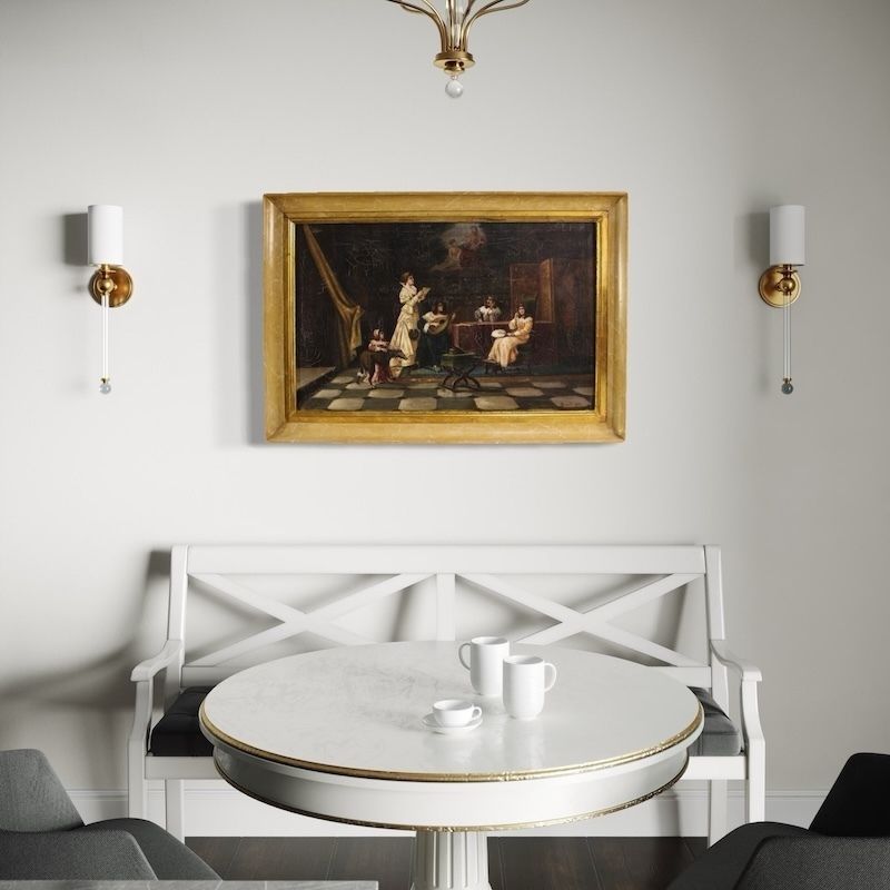 Italian Interior Scene Painting Signed F. Bonati 1913 photo 2600.0