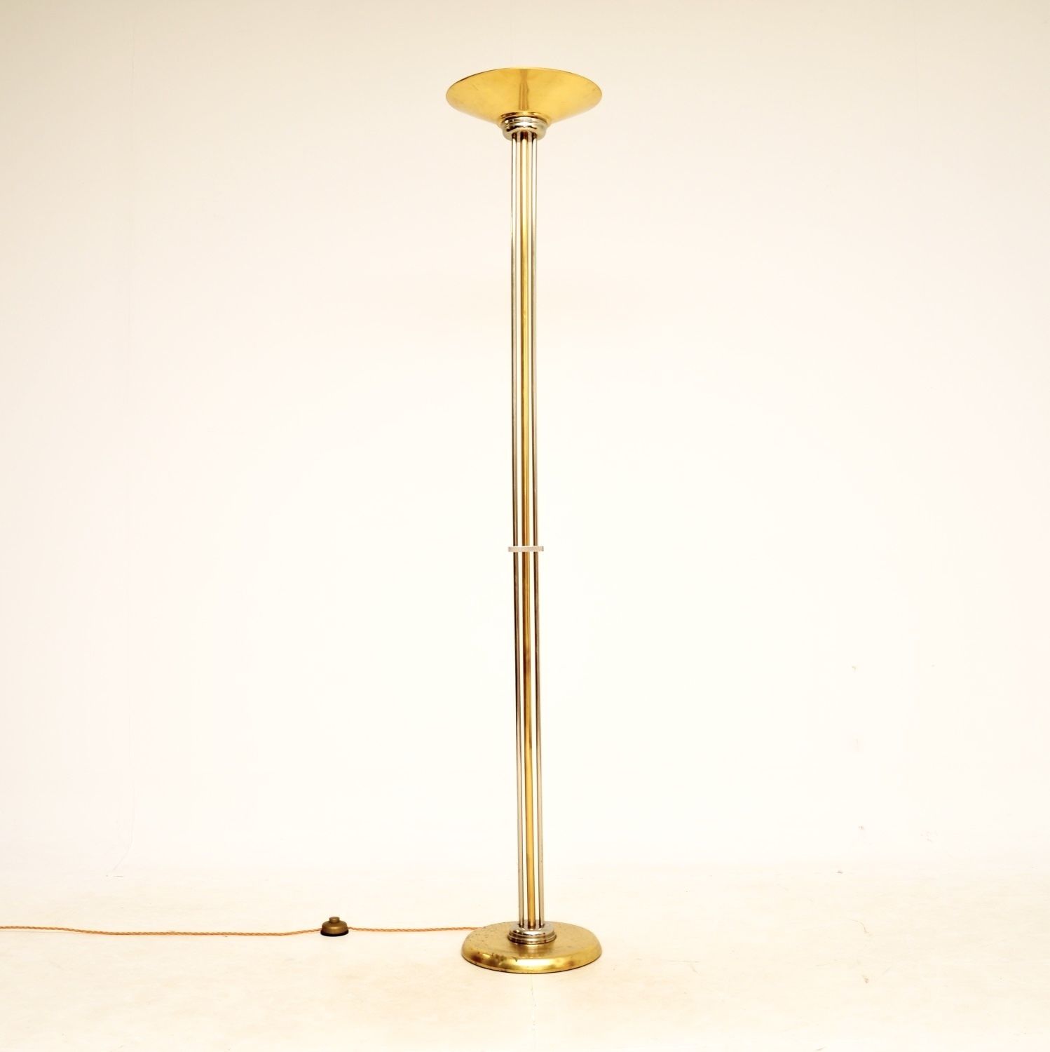 Vintage Italian Brass And Chrome Floor Lamp