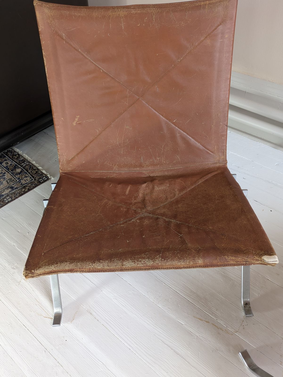 Pair Of Poul Kjaerholm Pk22 Ekc Chairs In Cognac Leather, For Restoration photo 2800.0