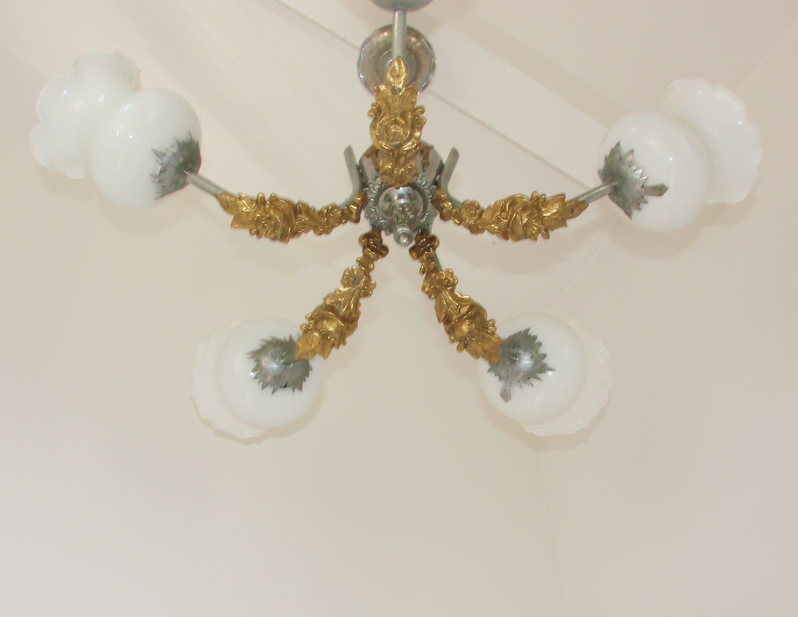 Art Nouveau Hanglamp, Ca. Jaren 1950 – 5 Lichtpunten photo 249.0