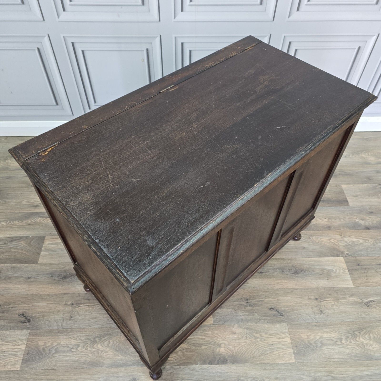 Vintage Large Chest Trunk Morris Of Swinton Oak Blanket Linen Storage Coffer photo for sale