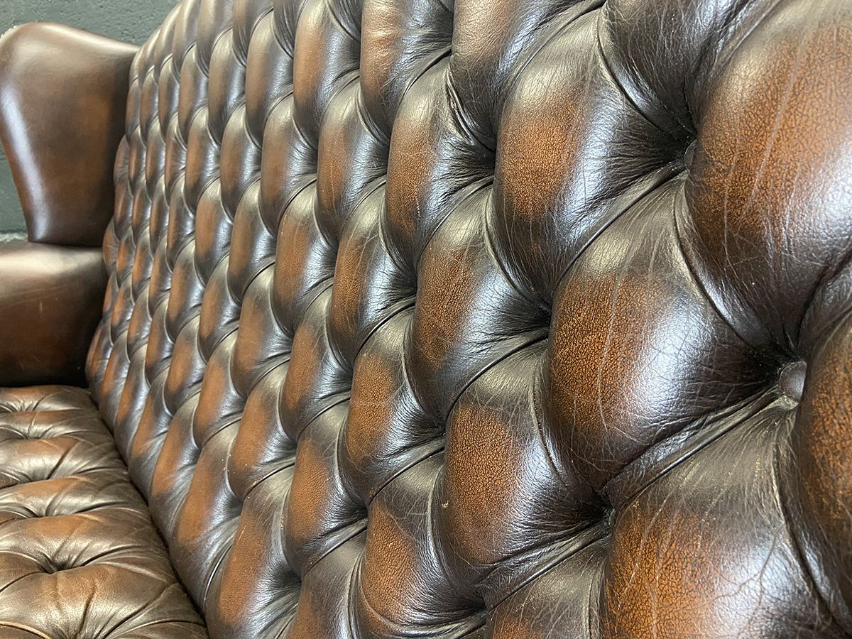 1595.0 Wingback Chesterfield Style Sofa, Circa 1980s. photo