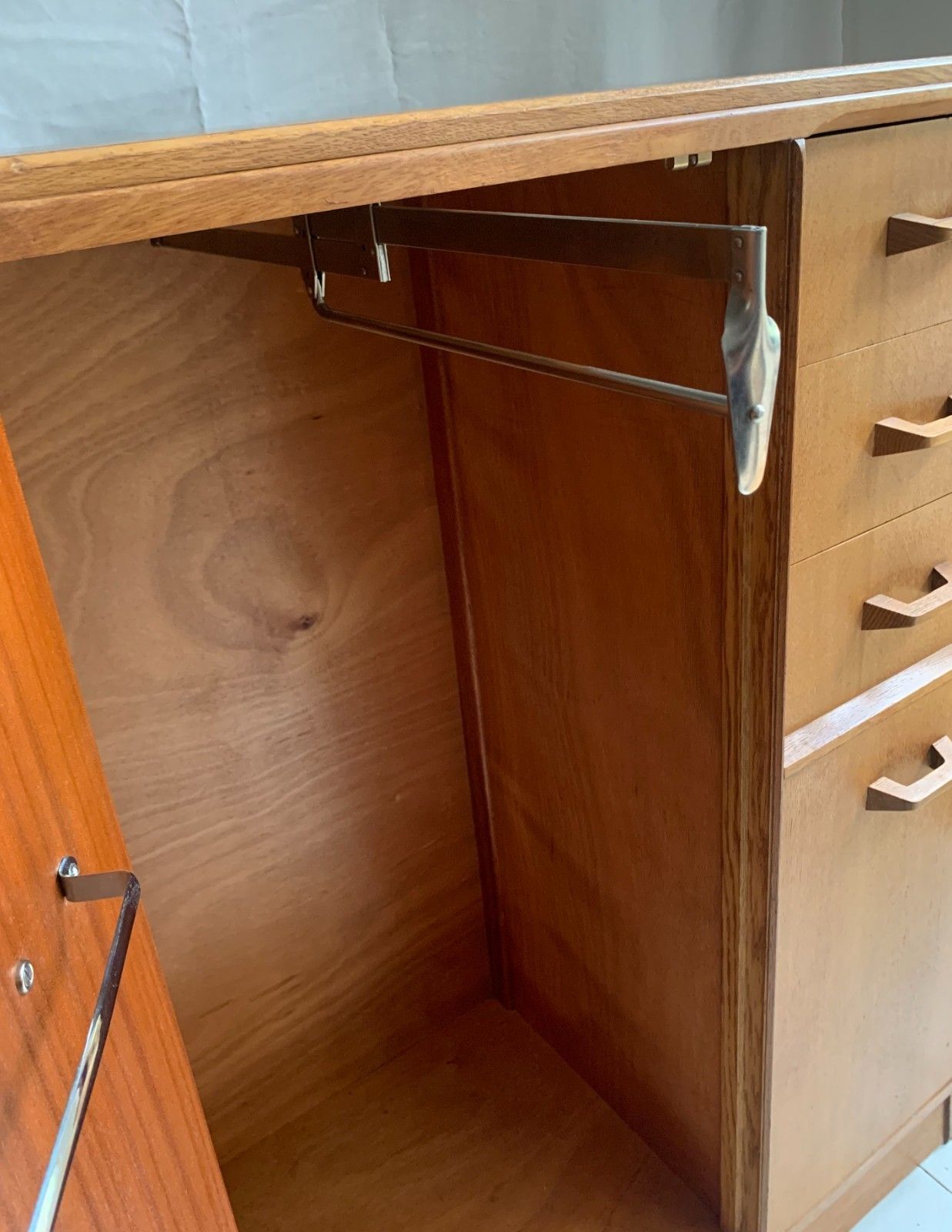 photo vinterior Mid Century G Plan / E Gomme Teak Brandon Gentleman's Tall Boy Chest / Wardrobe