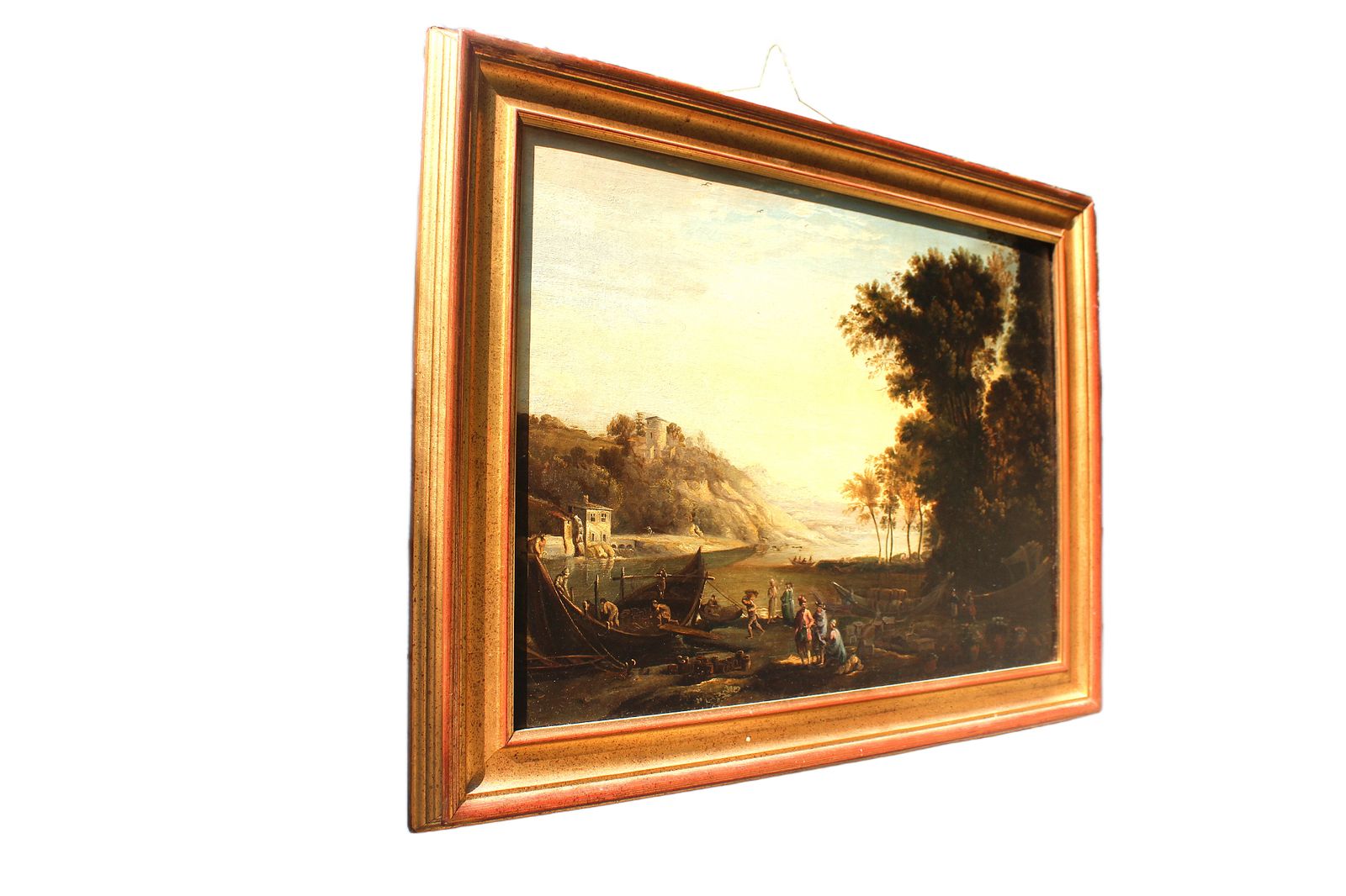 River Landscape With Merchants And Cargo Vessels — After Claude Lorrain, Italy, 18th Century photo Art
