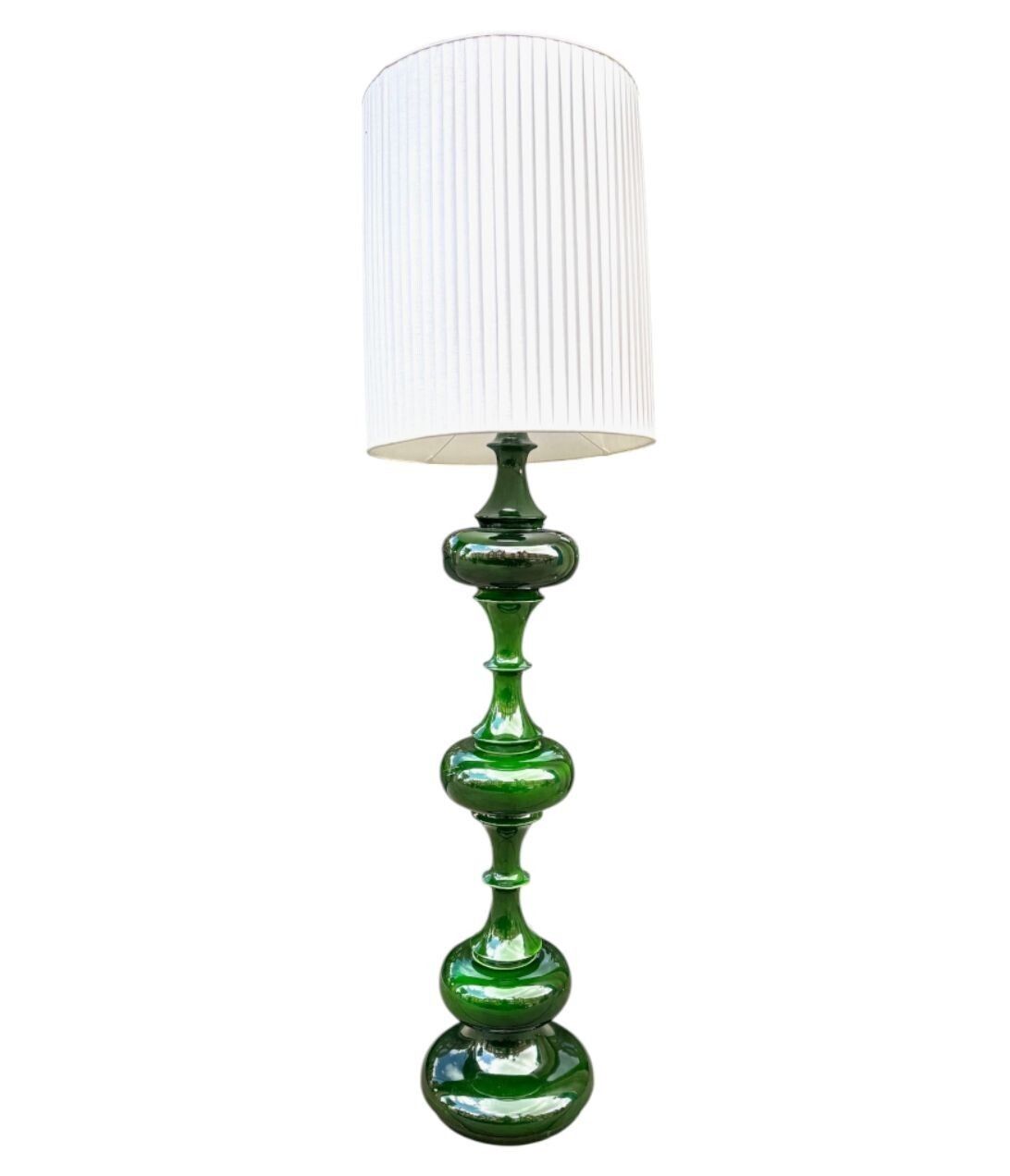 A Large German 1970s Ceramic Green Glazed Floor Lamp By Kaiser Leutchens