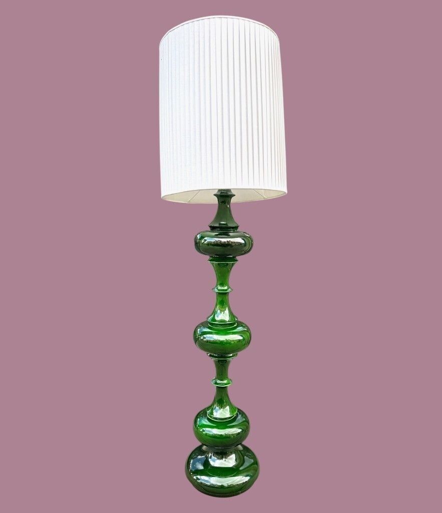 A Large German 1970s Ceramic Green Glazed Floor Lamp By Kaiser Leutchens photo for sale