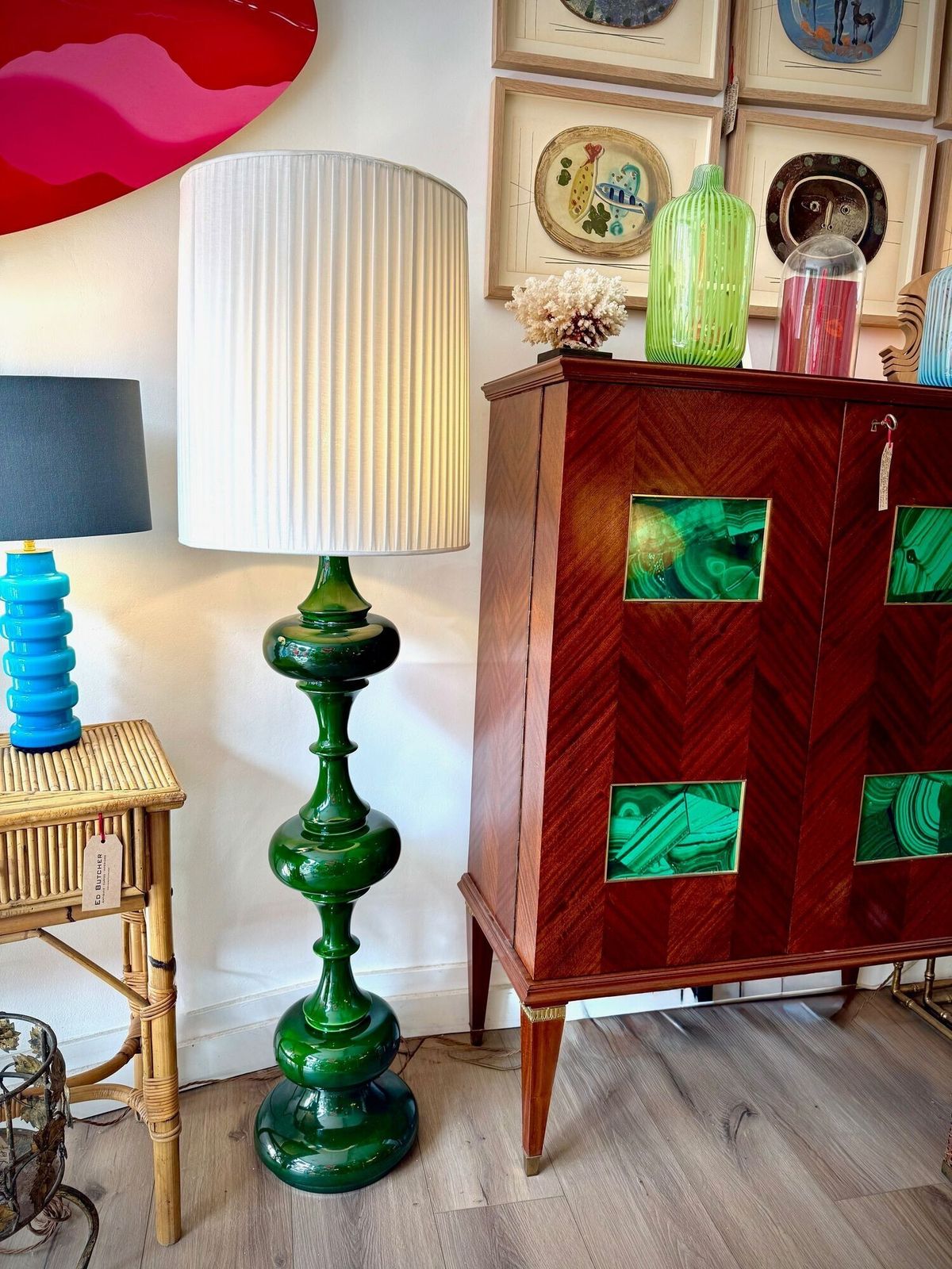 photo for sale A Large German 1970s Ceramic Green Glazed Floor Lamp By Kaiser Leutchens