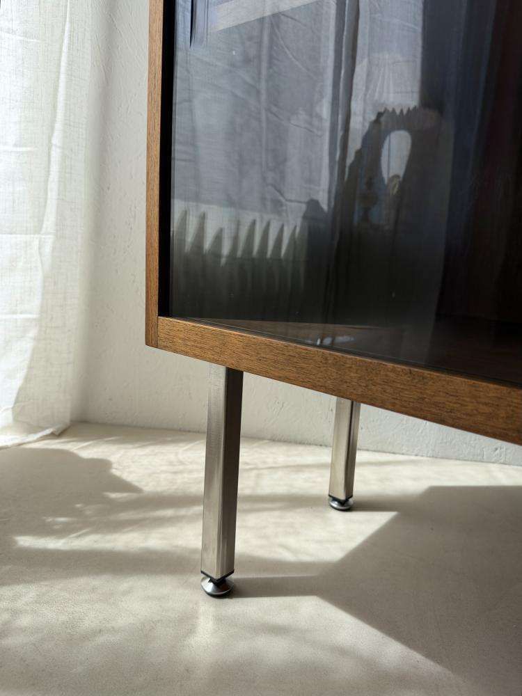 1960s Walnut Display Cabinet With Smoked Glass photo furniture