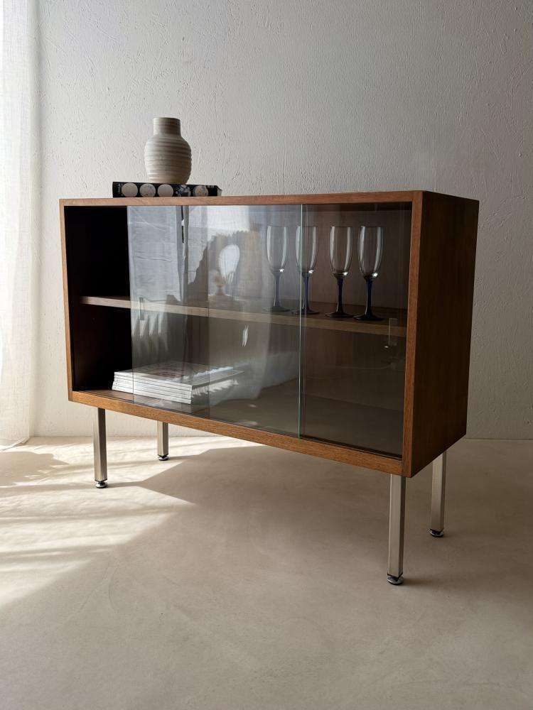 1960s Walnut Display Cabinet With Smoked Glass photo 925.0
