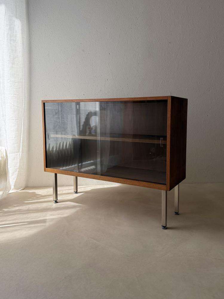 1960s Walnut Display Cabinet With Smoked Glass photo buy