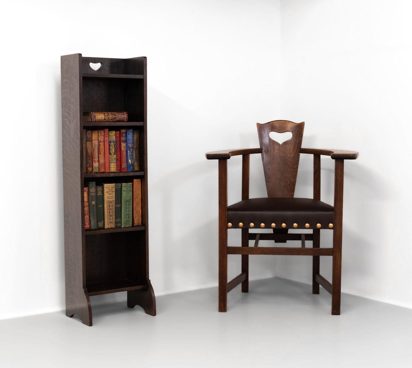 Liberty & Co 'Heart' Narrow Oak Open Bookcase Circa 1905