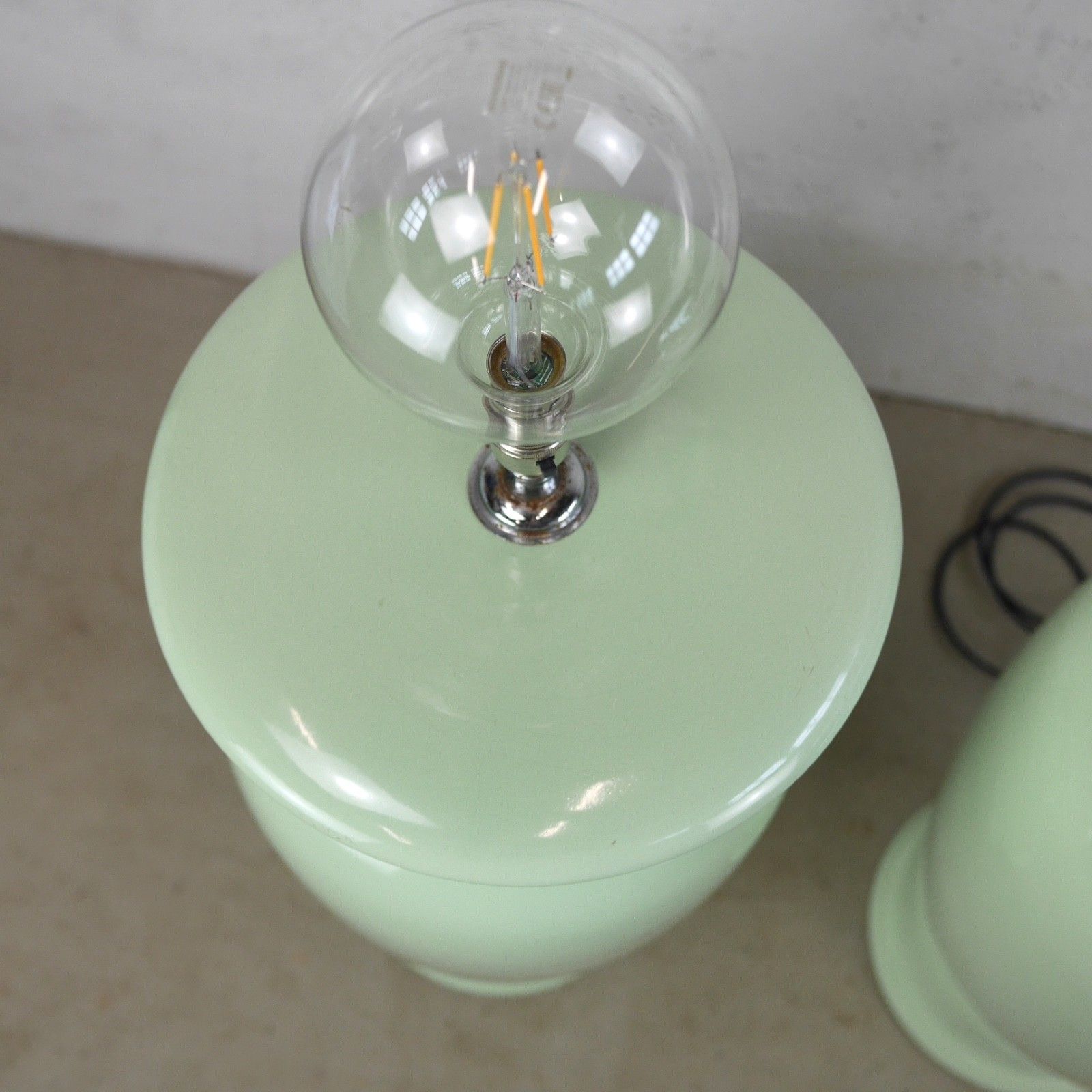 photo furniture Pair Colossal Mint Green Art Deco Hollywood Regency Ceramic Lights Lamps #102268