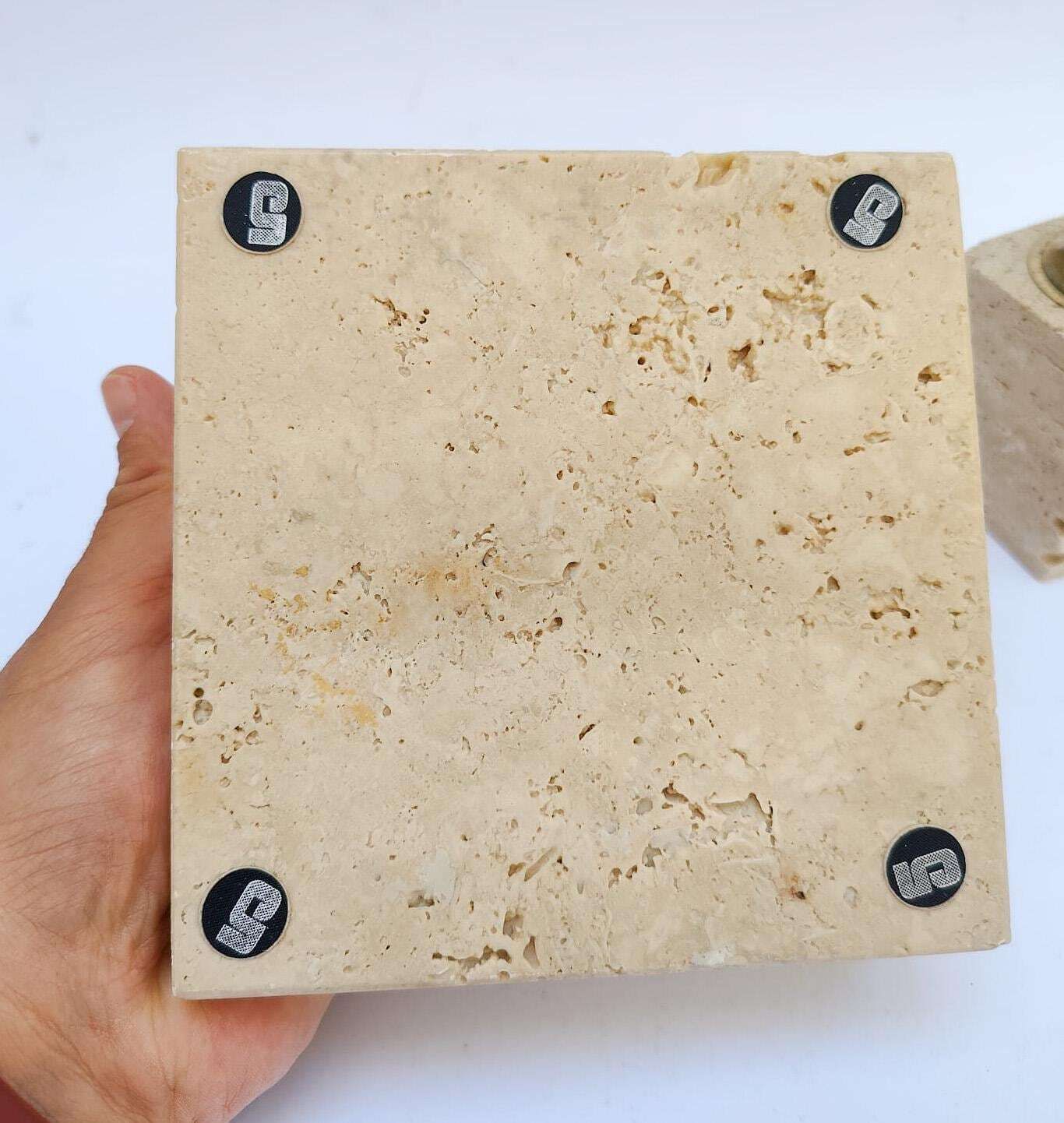 Nestore Cerri Vintage Space Age Design Travertine Marmeren Aansteker en Asbak, ca. jaren 1970. photo buy