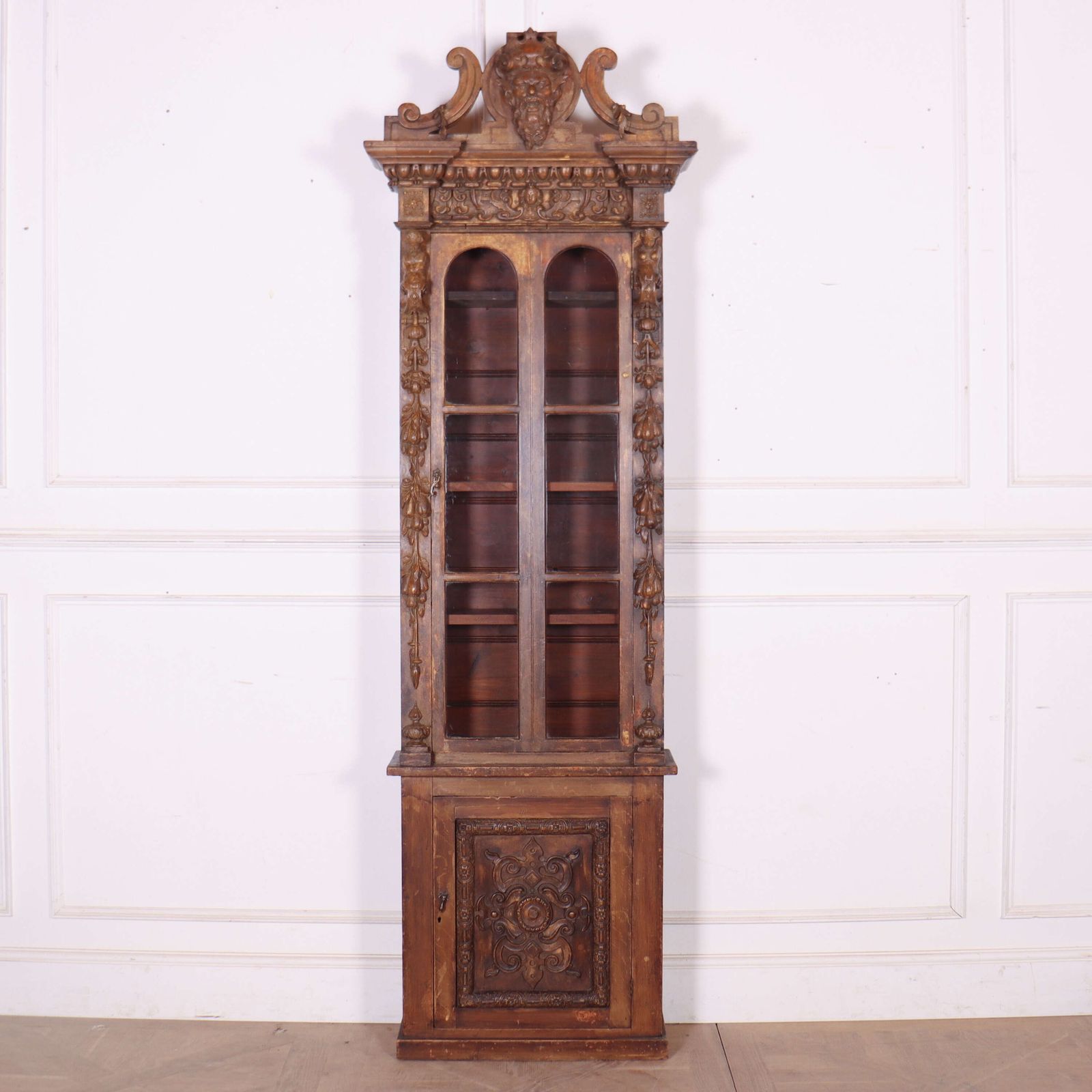 Carved Pine Chimney Cupboard, 1800s