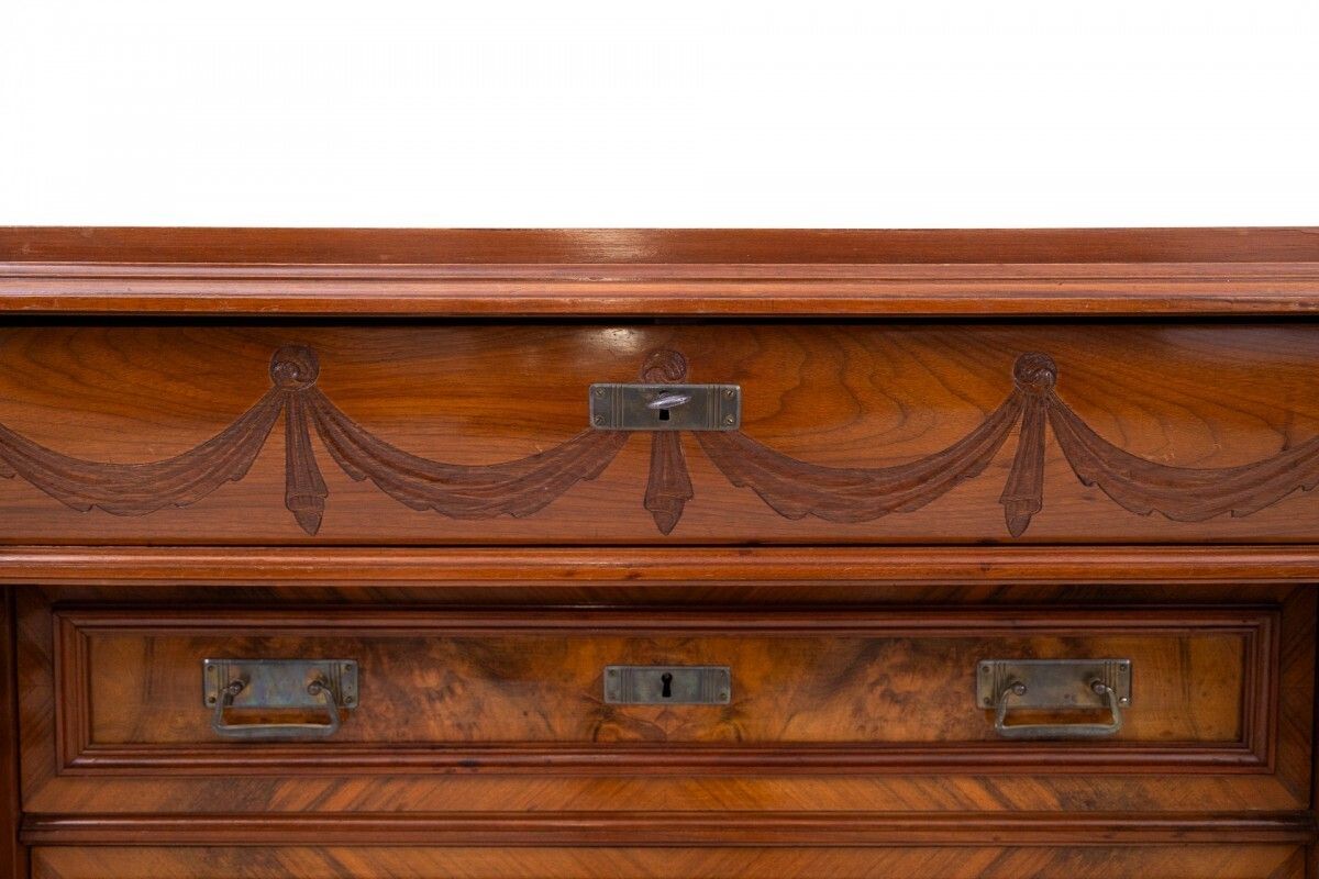 Furniture Antique Walnut Chest Of Drawers, Northern Europe, Circa 1900. photo