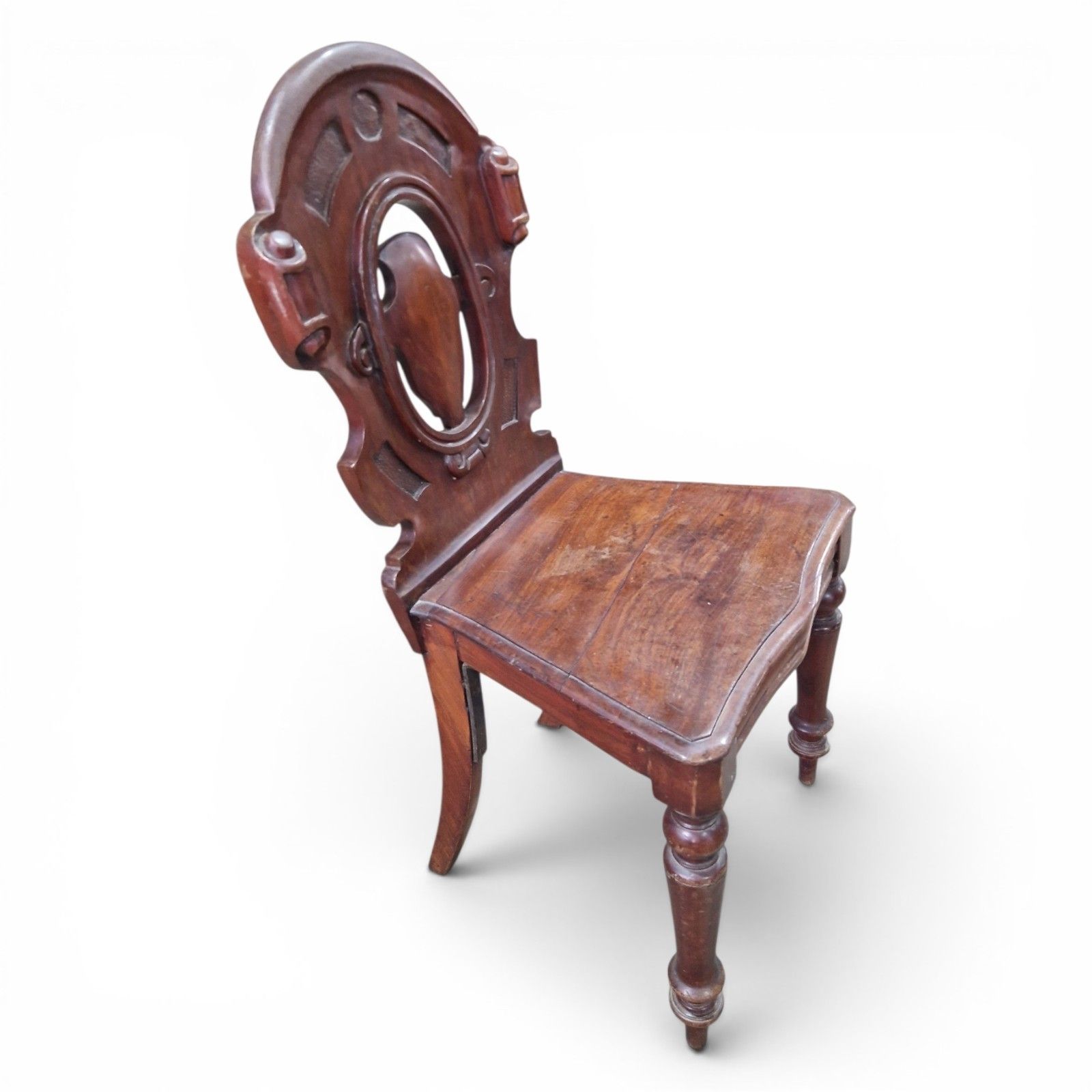 Antique Victorian Carved Mahogany Hall Chair Pierced Back Side Chair Decorative photo 140.0