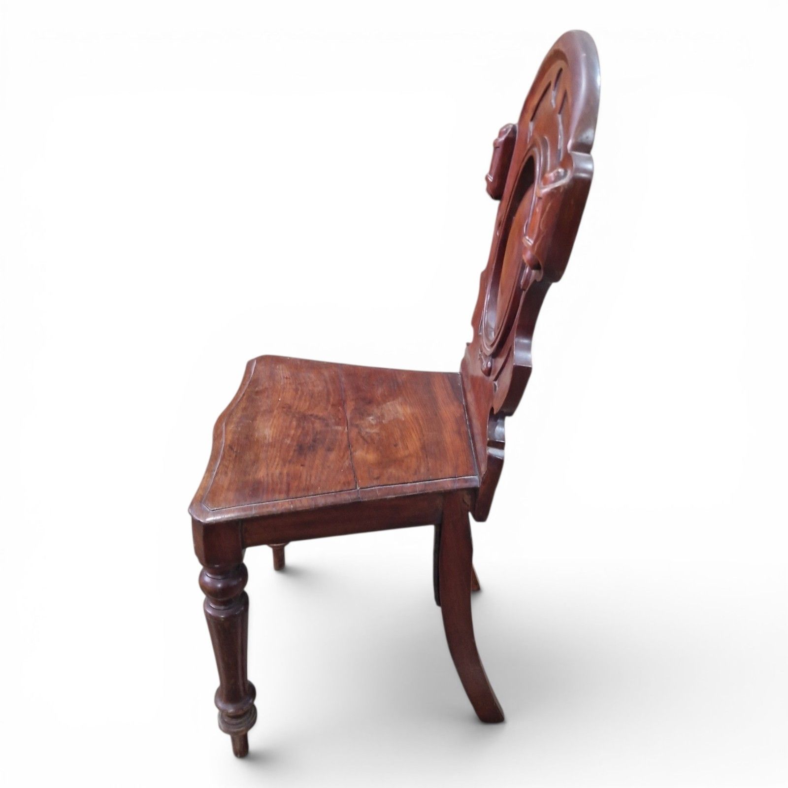photo for sale Antique Victorian Carved Mahogany Hall Chair Pierced Back Side Chair Decorative