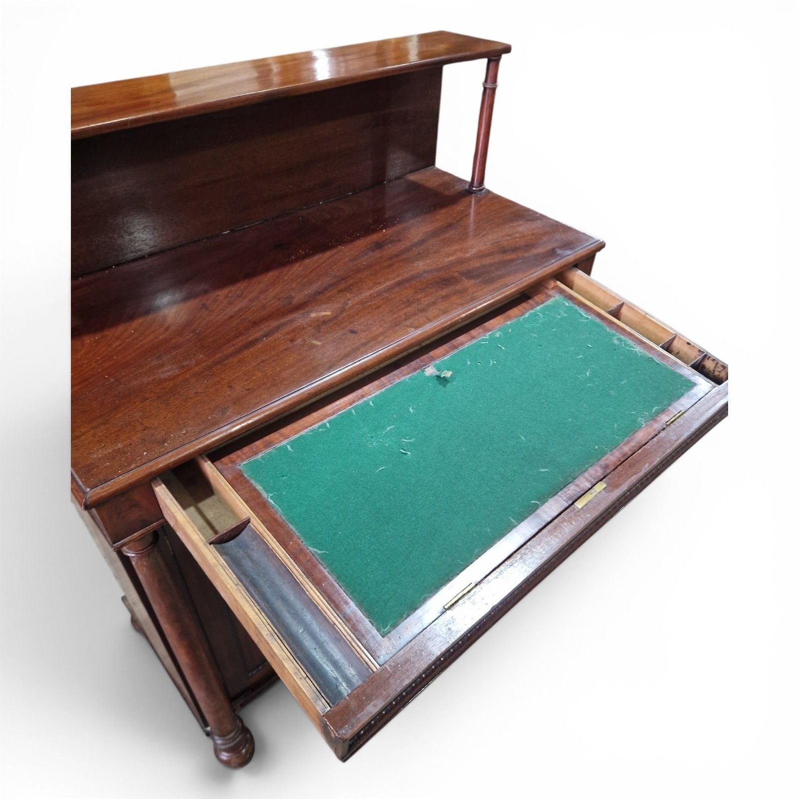 photo for sale Antique Regency Style Mahogany Chiffonier Side Cabinet Writing Desk Cupboard