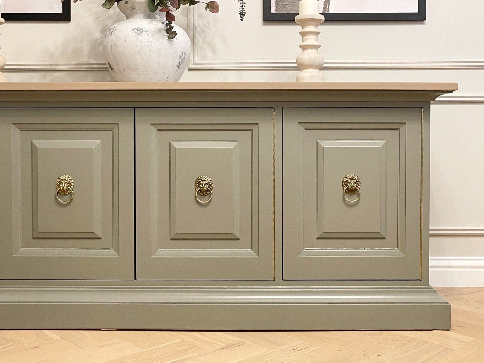 Large Antique Mid Century Solid Oak Sideboard Dresser Console Table Cabinet photo Furniture