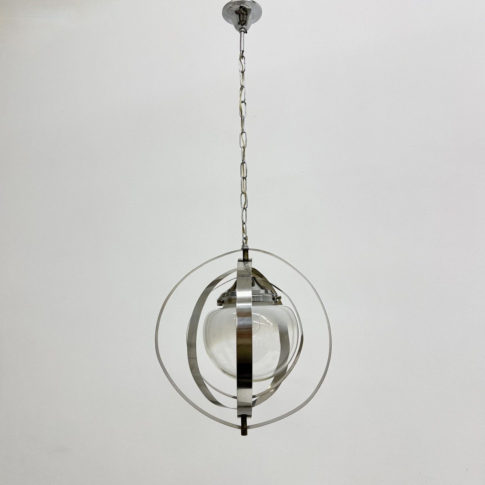 Mid-Century glazen bol hanglamp, Space Age design, jaren 1970, Italië photo Verlichting