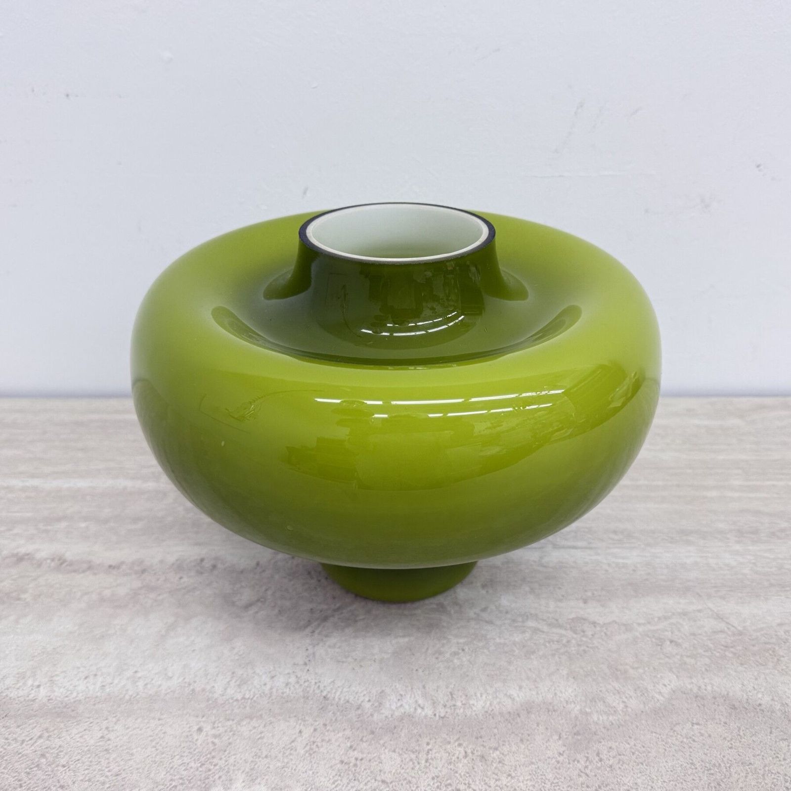 photo vintage Mid Century Design Groene Glazen Zweedse Tafellamp, Jaren 1970