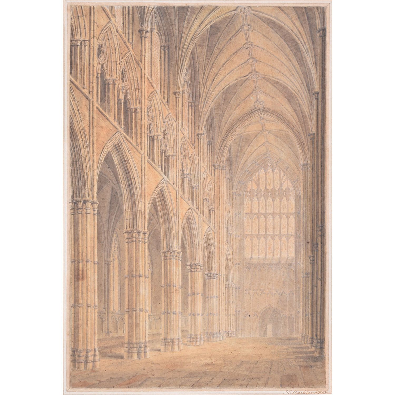 John Chessell Buckler The Nave Of Westminster Abbey, Watercolour