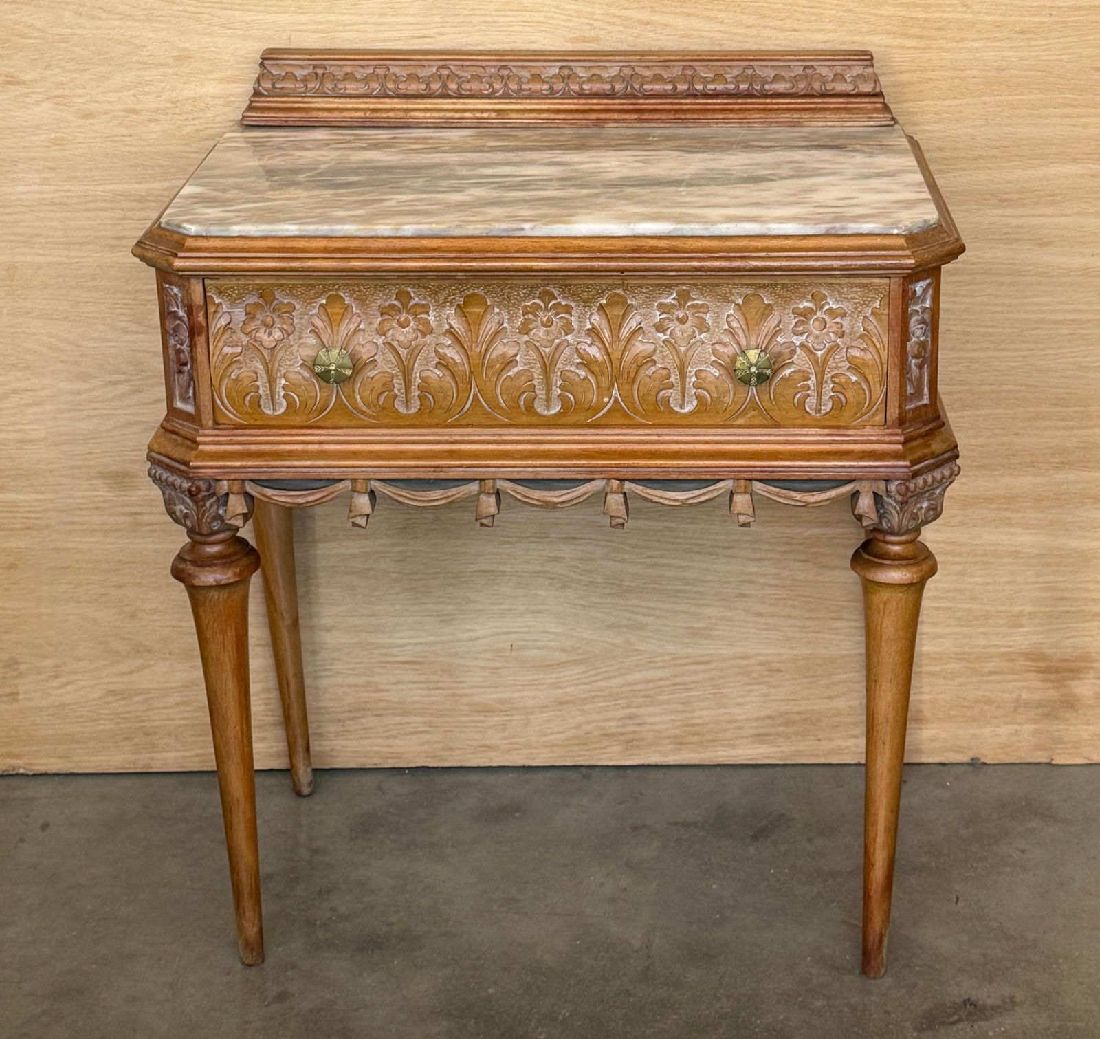 Pair Of Classical Style Console Tables / Side Tables With Marble Tops photo for sale