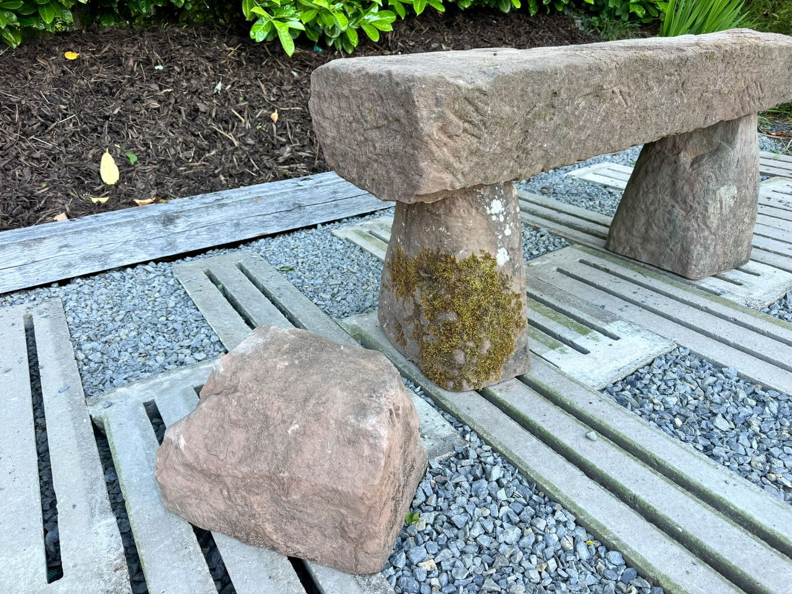 Large Reclaimed Red Sandstone Garden Bench Seat, Circa 1860 photo for sale