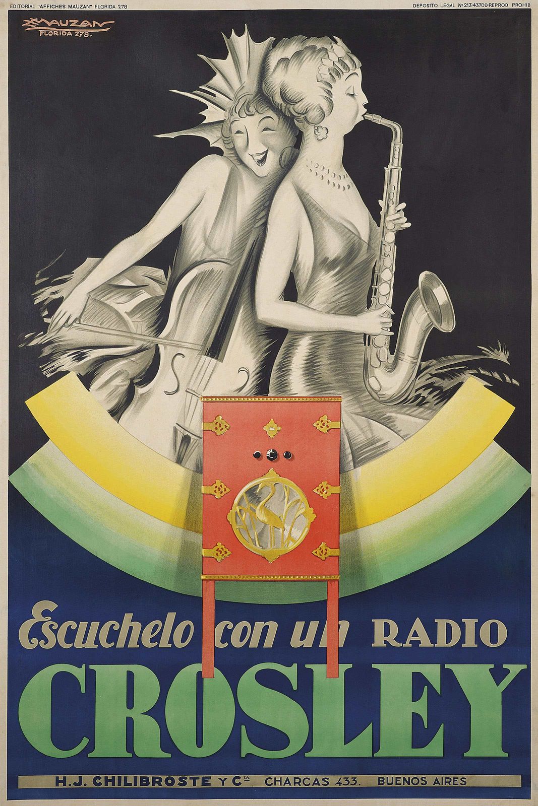 Vintage Radio Crossley Advertisement C1929 Achille Mauzan