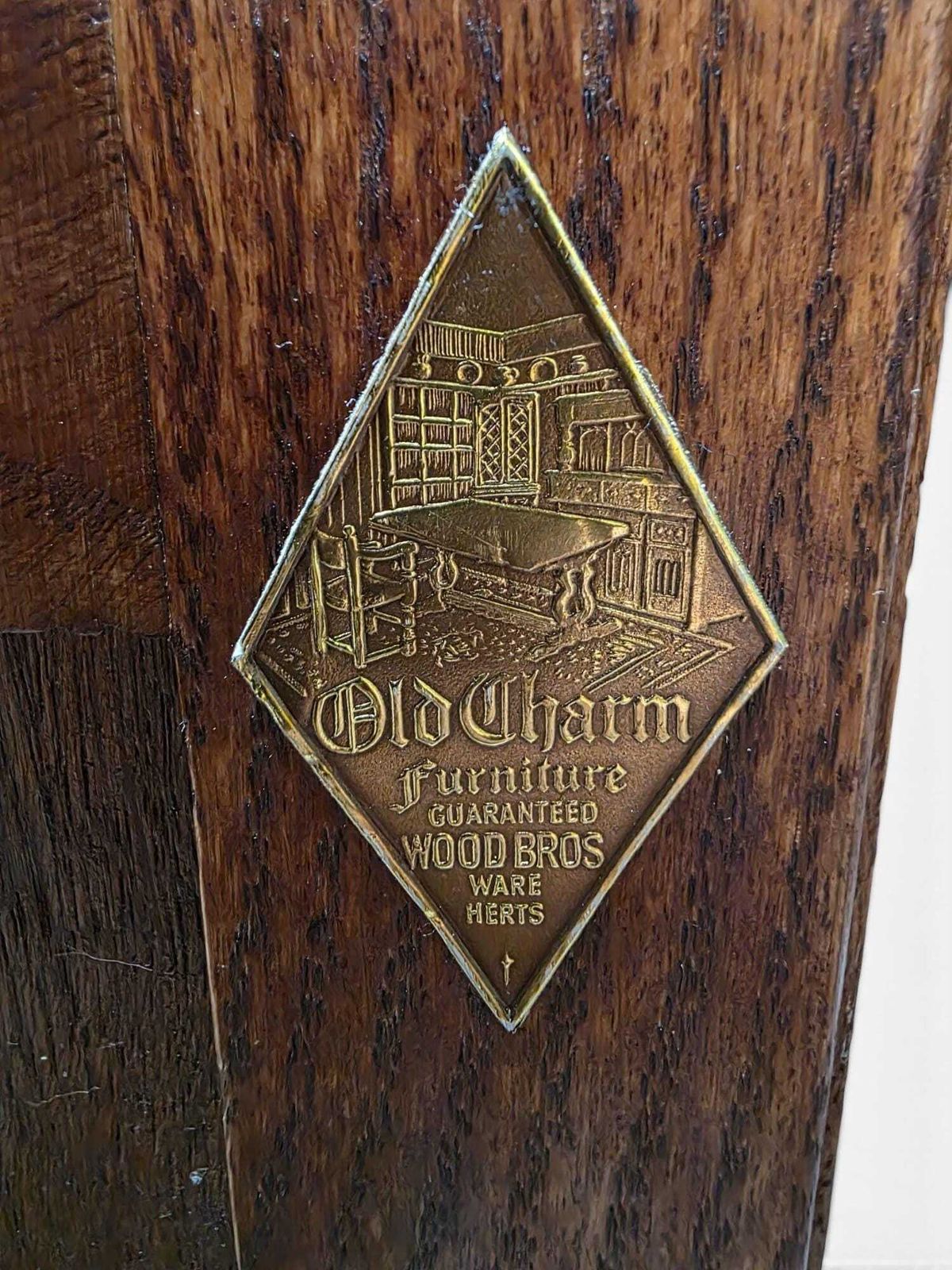 photo for sale Vintage Old Charm Wood Bros / Open Oak Bookcase / Cupboard Base / C1970