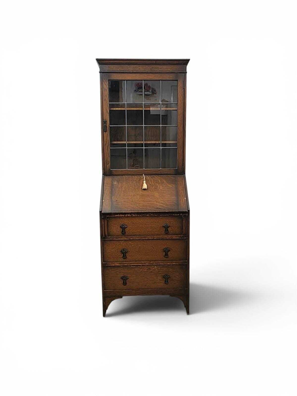 Antique Oak Bureau Bookcase By C.W.S. / C1920 photo for sale
