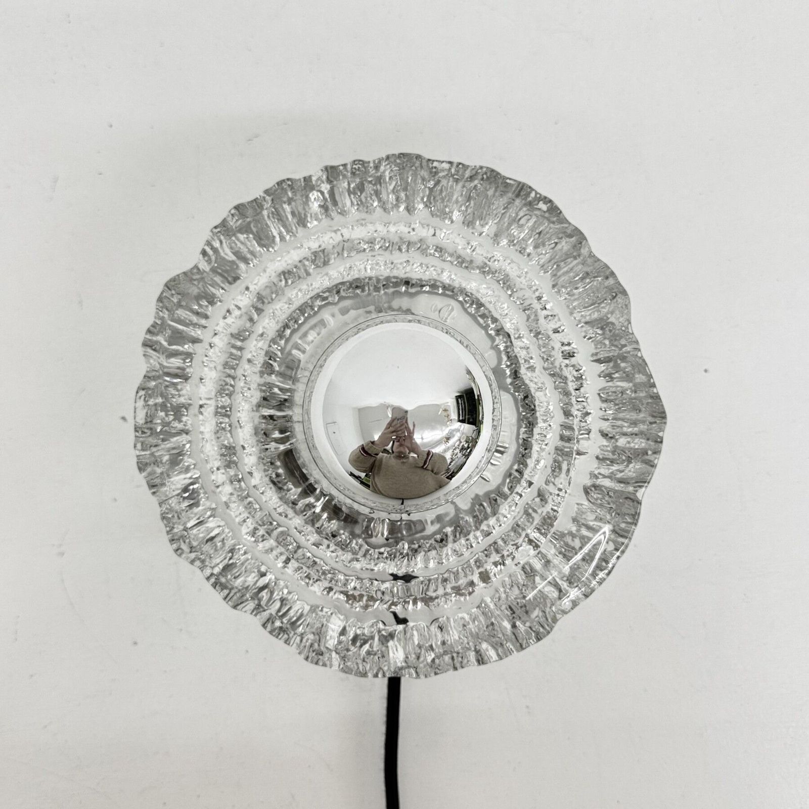 Wandlamp Met Dik Gestructureerd Ijsglas, Opbouwmodel – Peill & Putzler, Jaren 1970 photo furniture