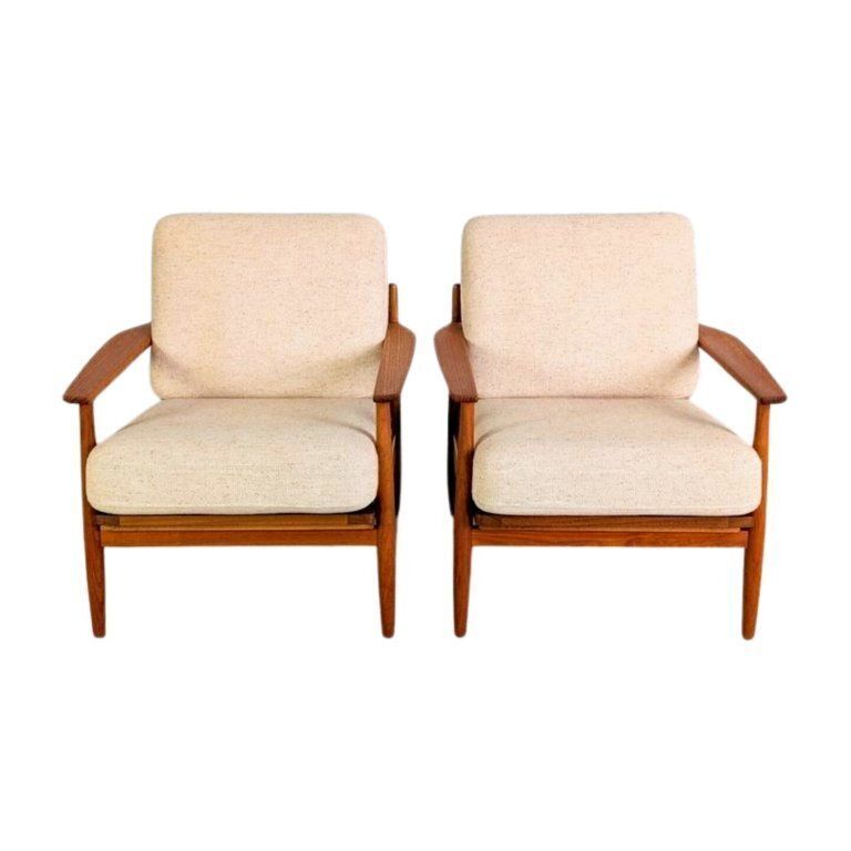 Original Set Of 2 Midcentury Armchairs Teak Easy Chair Vintage 1960
