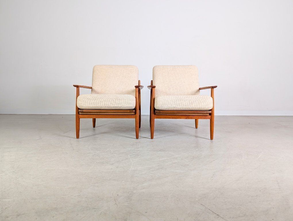 Ensemble de 2 fauteuils mid-century modern en teck vintage, années 1960 photo for sale