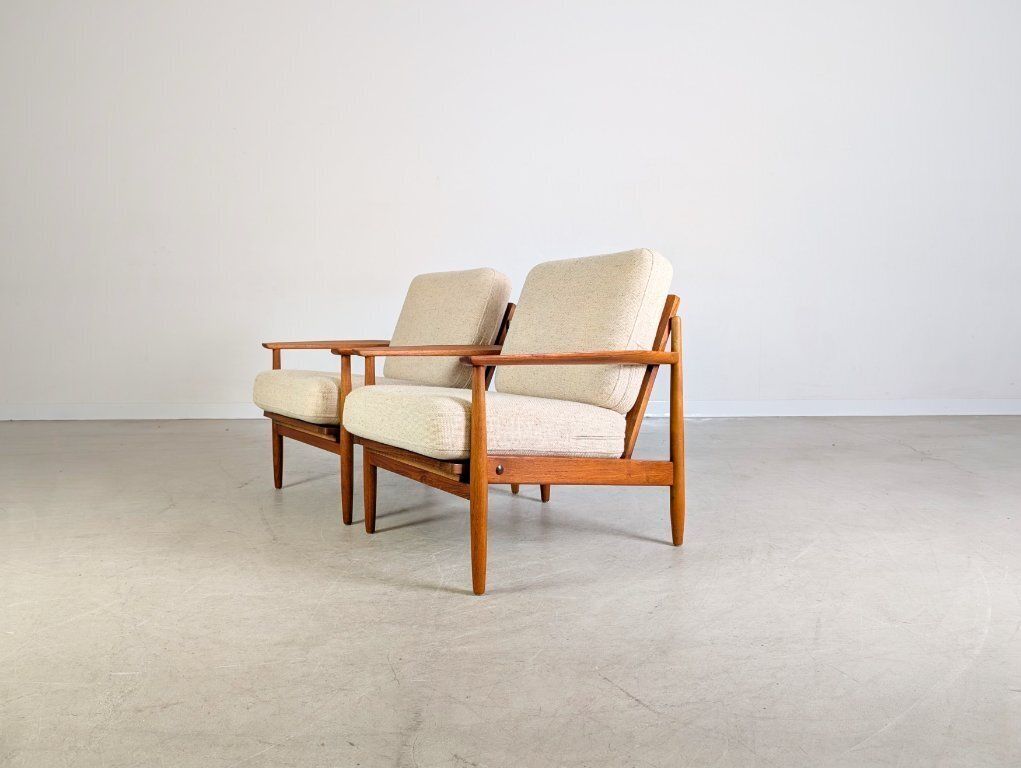 Original Set Of 2 Midcentury Armchairs Teak Easy Chair Vintage 1960 photo 1467.0