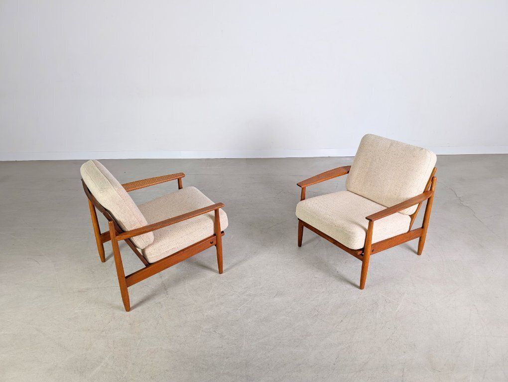 Ensemble de 2 fauteuils mid-century modern en teck vintage, années 1960 photo buy